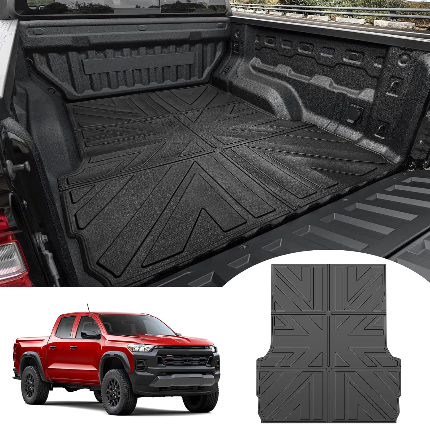 JTYZSM Truck Bed Mat for 2023 2024 2025 Chevy Colorado/Gmc Canyon 5FT Only Bed Liner All Weather Protection TPE Bed Cargo Mat Rear Trunk Mat for 23+ Chevrolet Colorado/Gmc Canyon Pickup Accessories image number 2