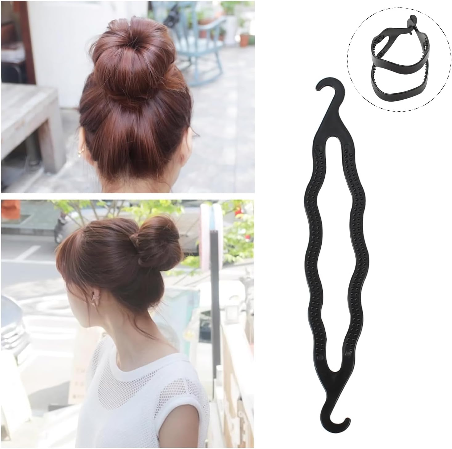 2 Sets Hair Braiding Tool with 500 Pieces Small Rubber Rings Tail Hair Braid Accessories Curling Iron Suitable for Women Girls (Pink, Black) image number 1