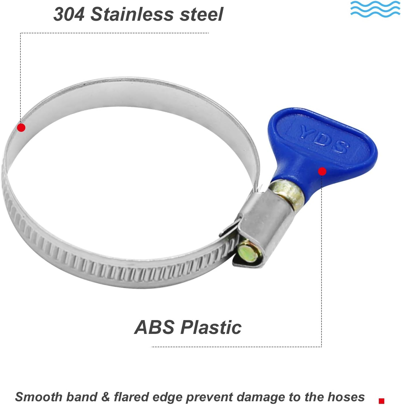 Pack of 10 Stainless Steel Hose Clamps 50-70Mm (1-7/8" to 2-7/8") Clamp 304 Stainless Steel Butterfly, 9Mm Width 0.6Mm Thickness Shank Card, for Pipeline Automotive (3-Blue-(50-70Mm) - Yellow image number 3