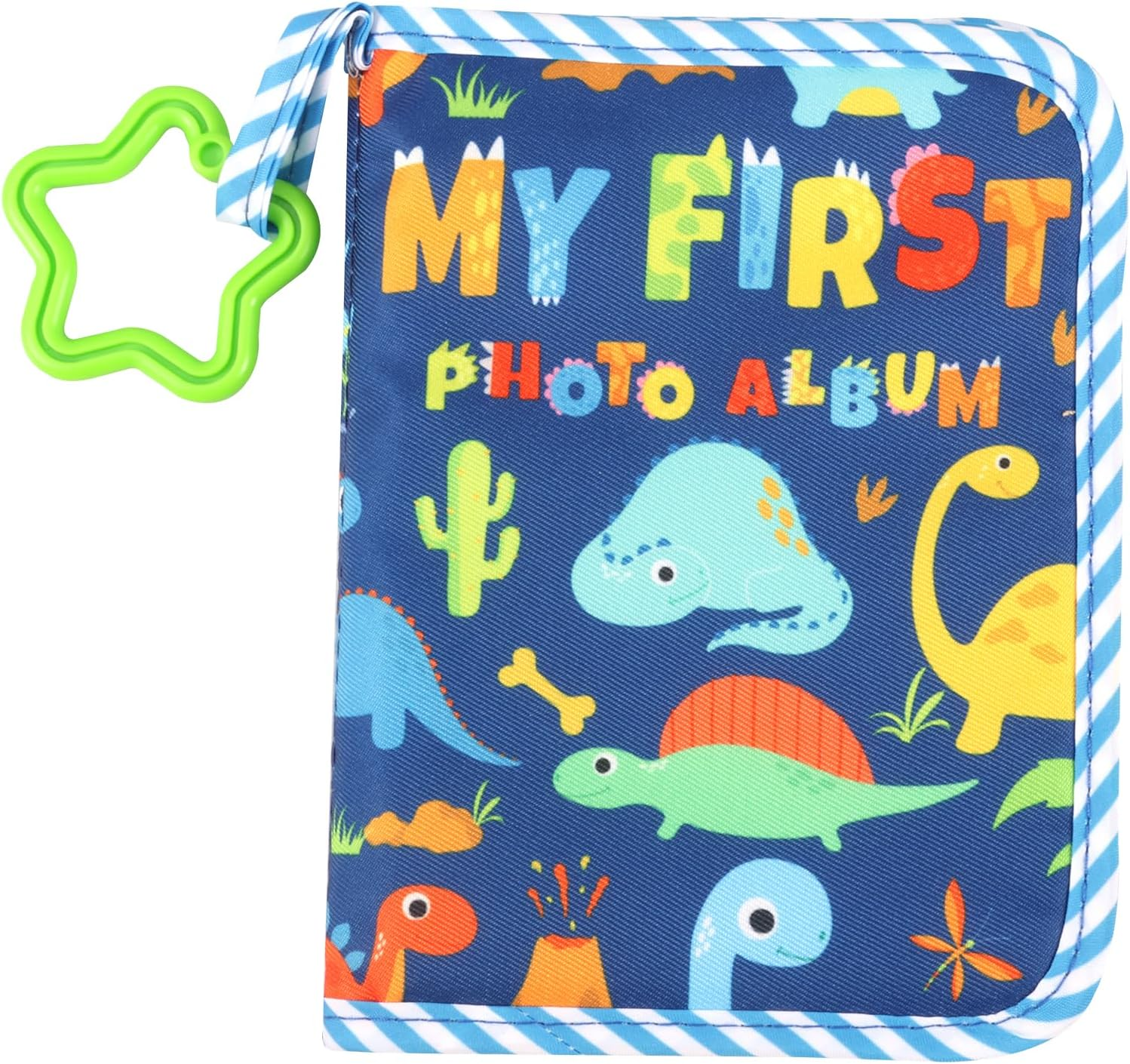 Baby'S My First Family Album,Soft Cloth Baby Photo Album with Safe Mirror,Cute Toddler Family Memory Book Present Holds 17 4X6'' Pictures for Kids Newborn Toddlers (Green)