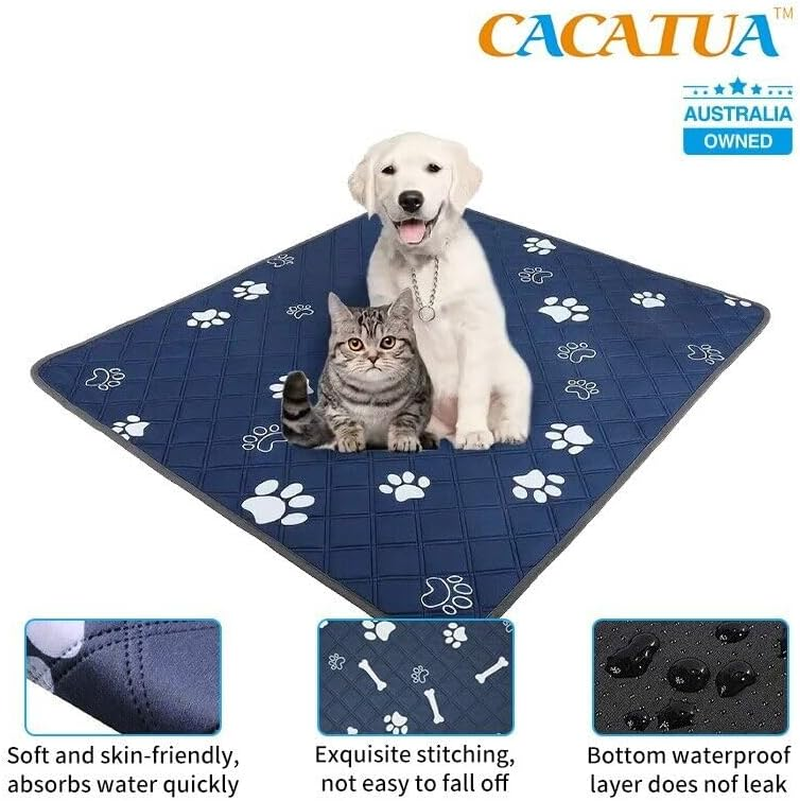 2-Pack 90 X 79Cm Super Absorbent Washable Pee Pad for Dogs, Leak-Proof, Non-Slip, Reusable Puppy Potty Training Pad for Couch, Crate, Bed, Blue-Bone