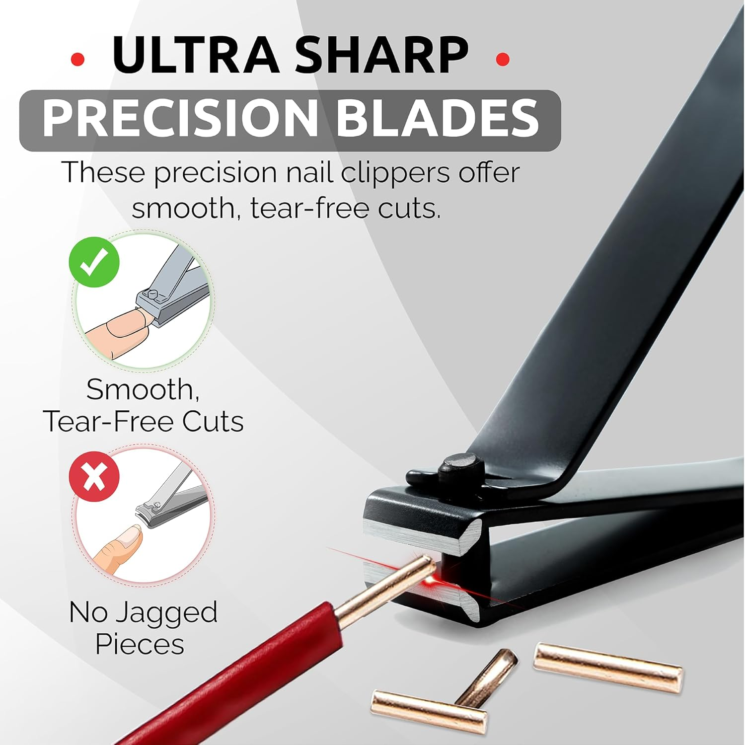 Nail Clippers for Men & Women &ndash; Ultra Sharp Stainless Steel Fingernail Clipper & Toenail Clippers with Curved & Straight Blades Toe Professional Nail Cutter Kit with Tin Case for Travel (Black) - Black image number 3