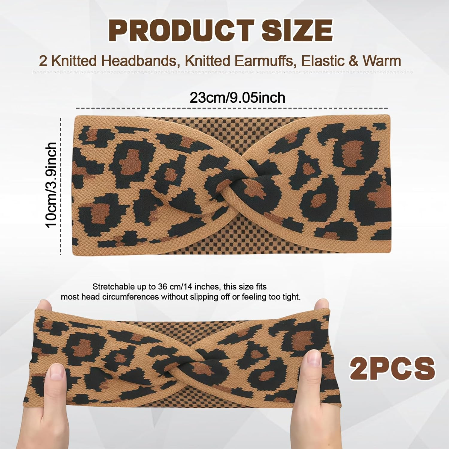 LUMOOM Pack of 2 Women'S Leopard Print Hair Bands, Soft Headband Hair Band Wide, Elastic Headband, Thin Non-Slip Hair Bands for Autumn Winter, Sports & Makeup image number 4
