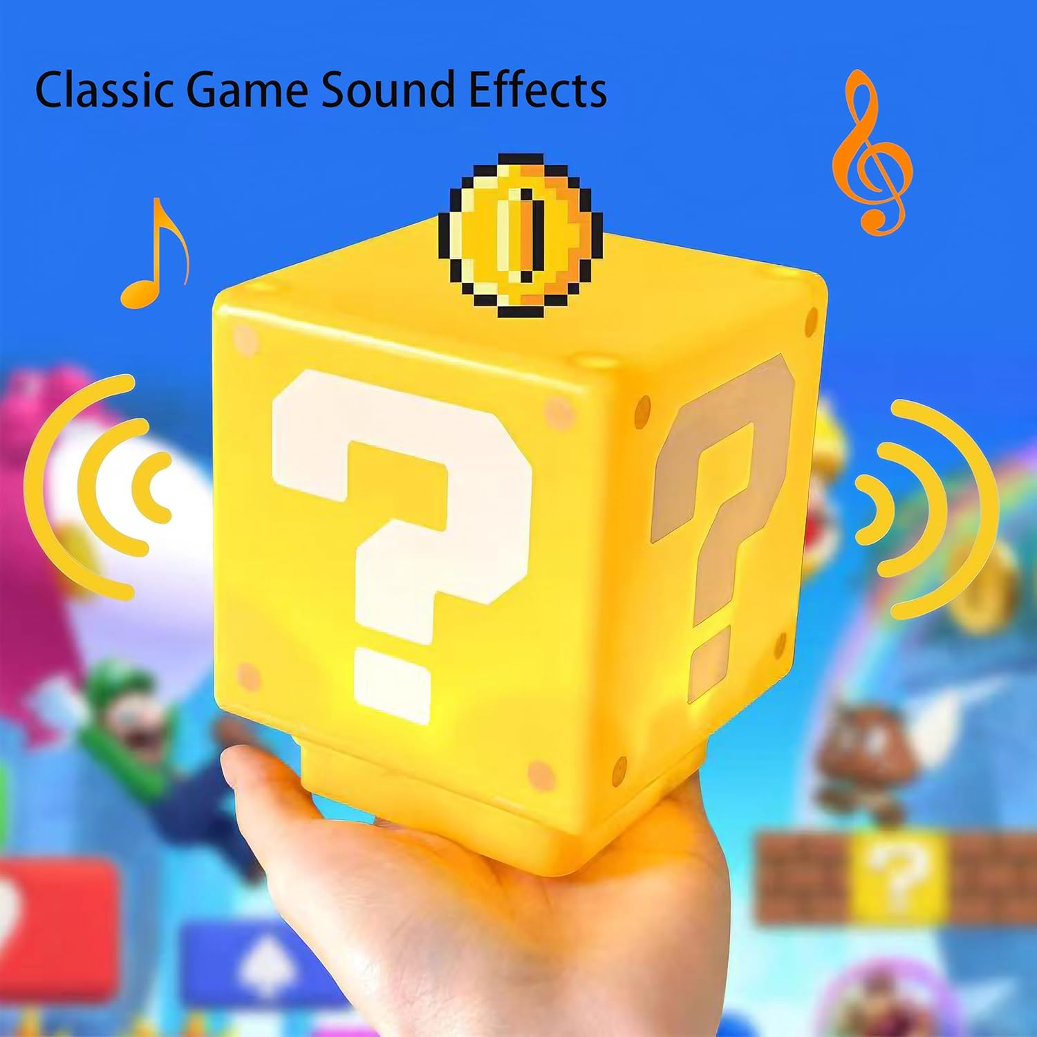 WYFVITDY Super Bros Night Light for Kids Question Square Led Light Mario Lamp USB Desktop Lamp Bedroom Lights Night Lamp Block Brick Gifts image number 1