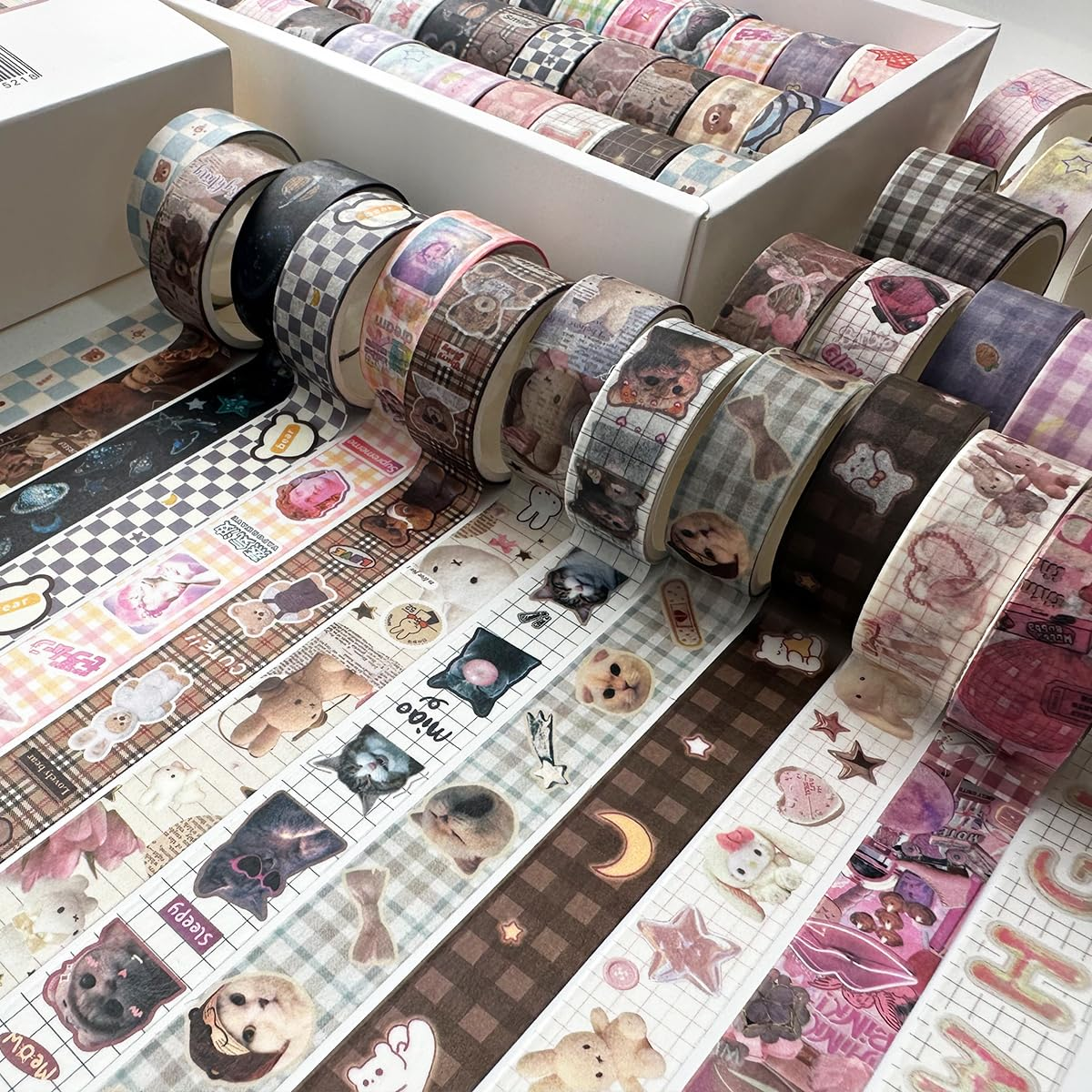YUBBAEX Cute Washi Tape Value Pack 36 Rolls Aniamls Printed Masking Tape Kawaii Decorative for Arts, DIY Crafts, Journal Supplies, Planners, Scrapbook, Card/Gift Wrapping (Girly Style) image number 3