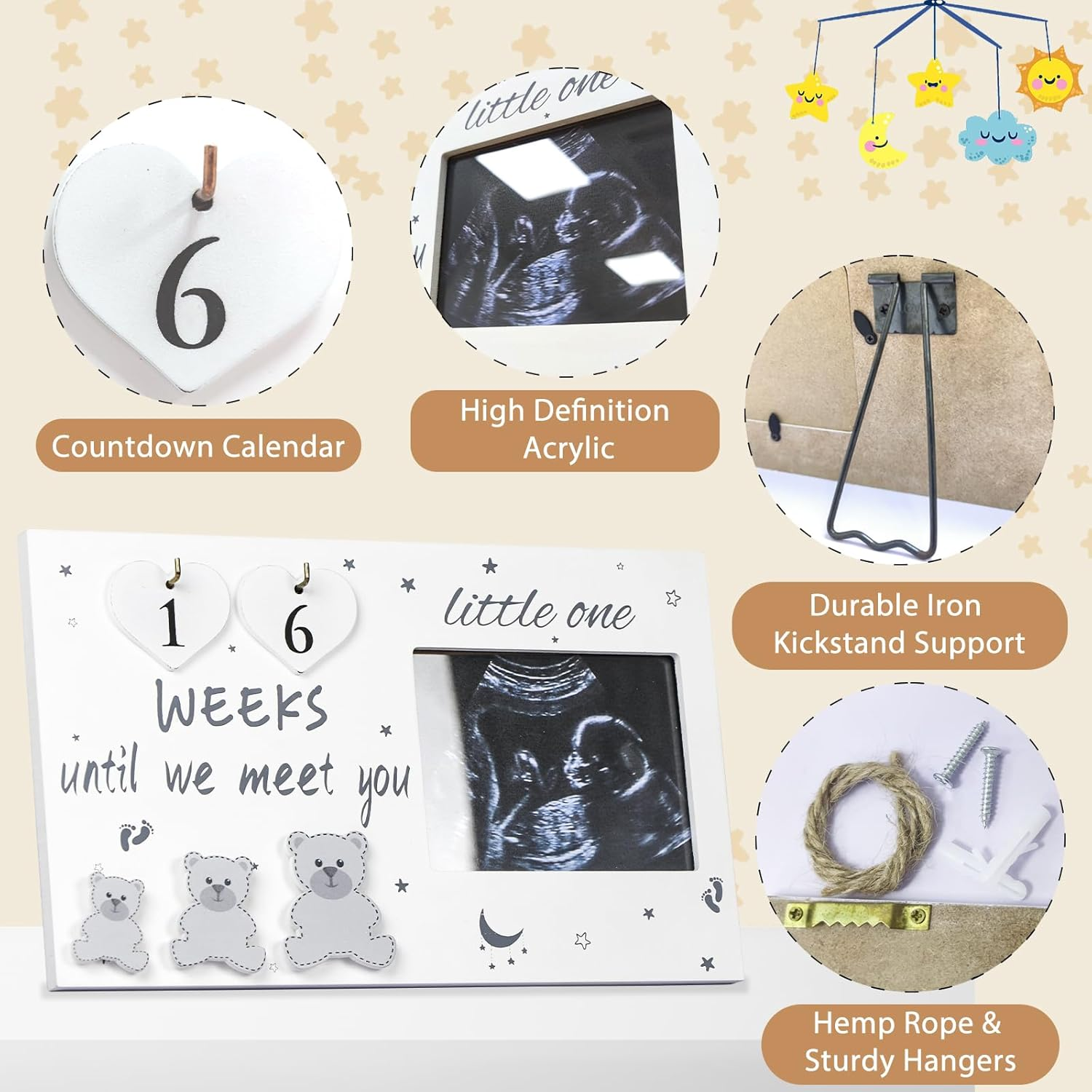 Ourwarm Ultrasound Picture Frames, Sonogram Picture Frame with Baby Countdown Weeks, Ultrasound Frame for Baby Announcement Sign, Expecting Mom Parents to Be Unique Gifts for Pregnant Women image number 4