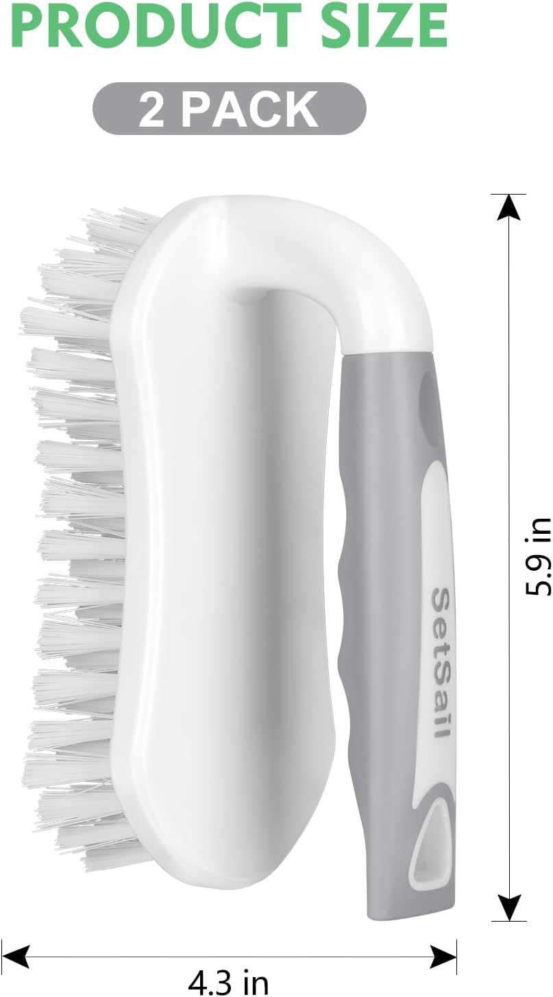 Setsail Scrub Brush, Heavy-Duty Scrub Brushes for Cleaning with Stiff Bristles Cleaning Brush for Shower, Bathroom, Carpet, Kitchen and Bathtub Scrubber - 2 Pack image number 3