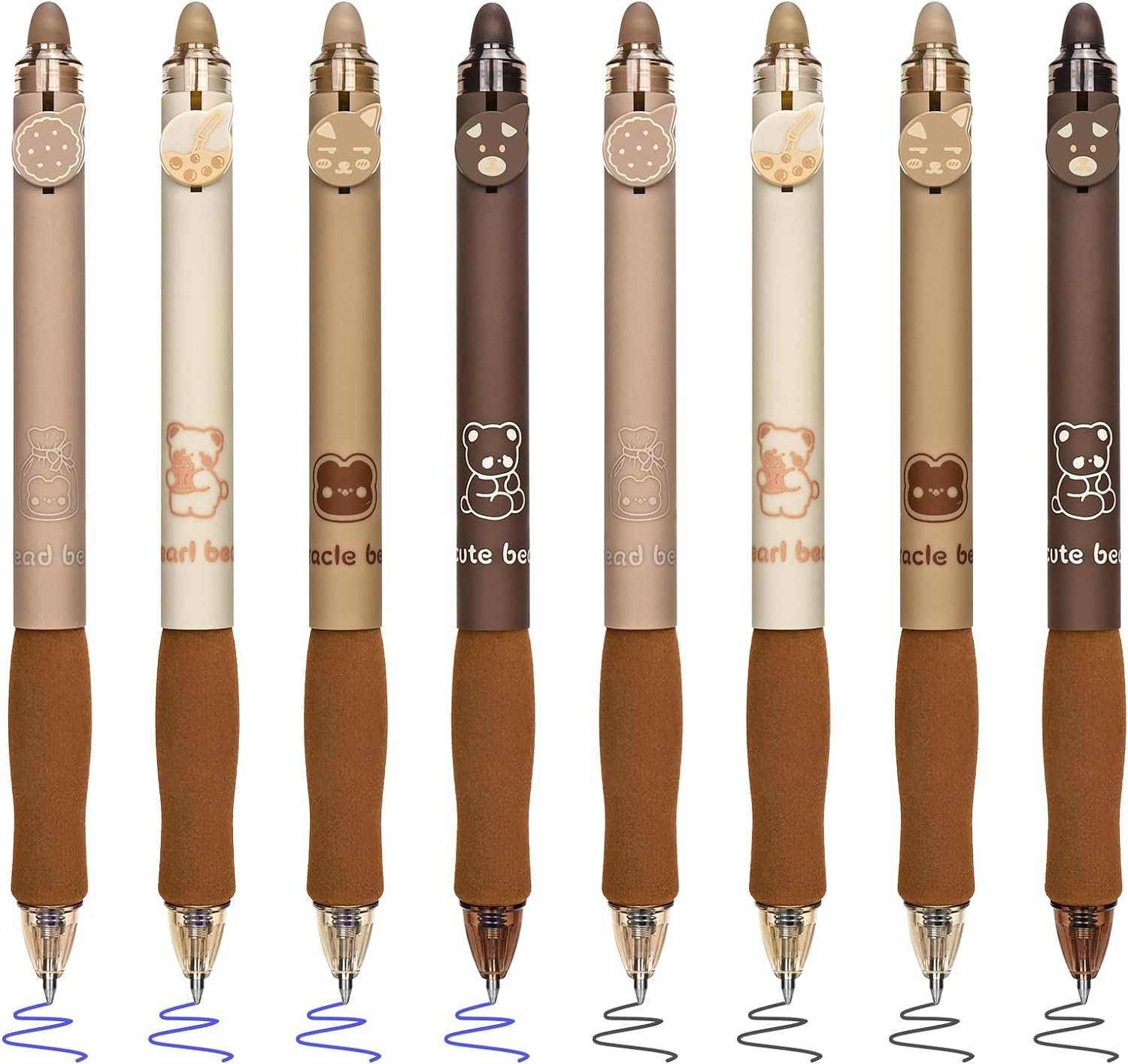 BAYTORY 8Pcs Cute Retractable Erasable Gel Pens, Blue and Black Ink Pen with Eraser Clear, Smooth Writing Comfortable to Use for Note Taking Marking Planner Crossword Puzzles (Blue)