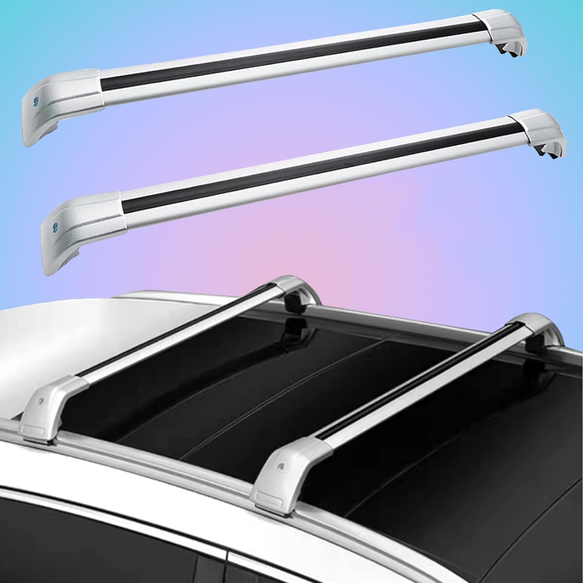 2PCS Fit for BYD Atto 3 ? Yuan plus EV ? 2022-2024 Lockable Roof Rail Rack Crossbars Cross Bars Aluminum Alloy Black image number 5