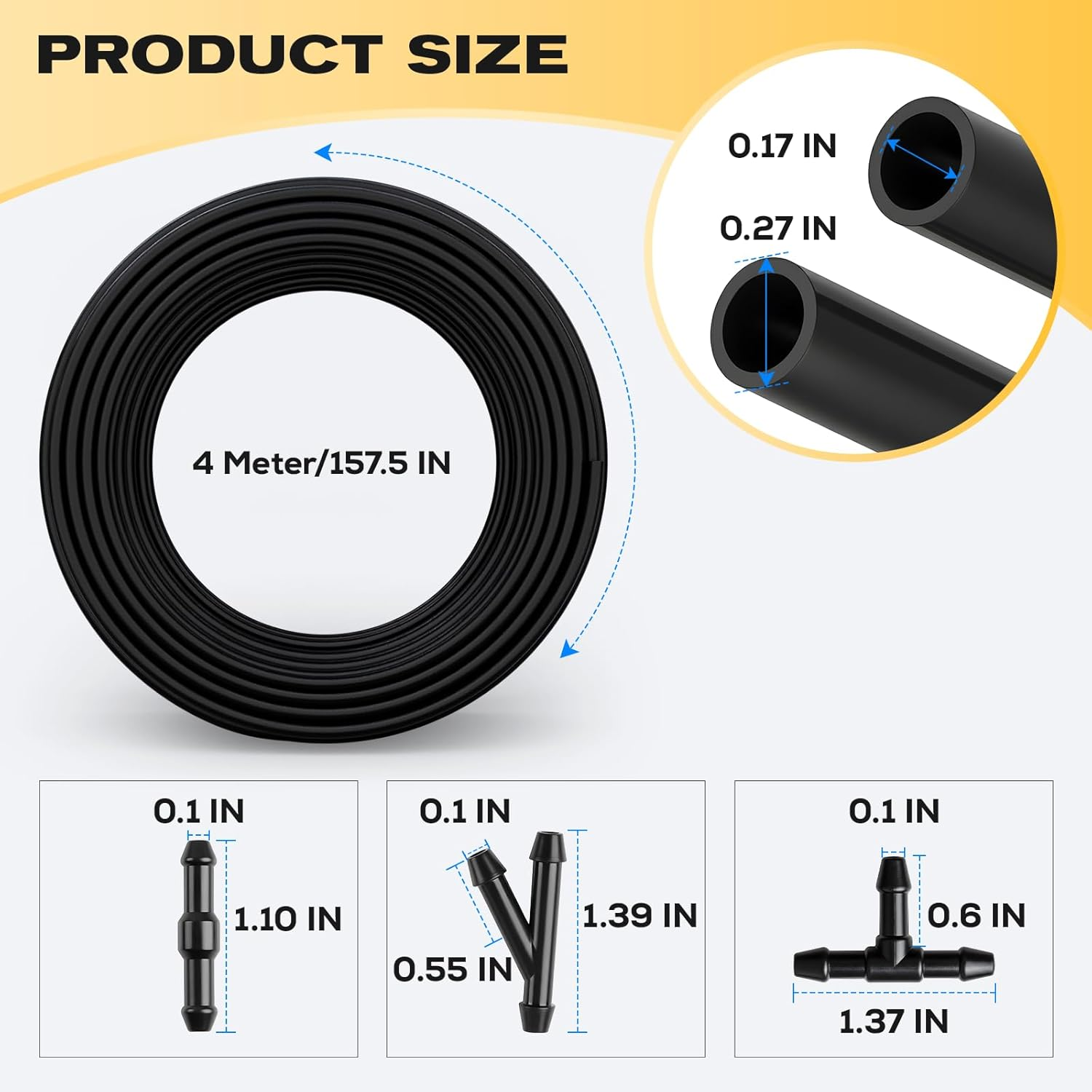 Windshield Washer Hose Kit, 4M Flexible Rubber Hose and 30 Leak-Proof Connectors, Suitable for Most Car Windshield Nozzle Installations, Used to Connect Water Pump and Nozzles image number 1