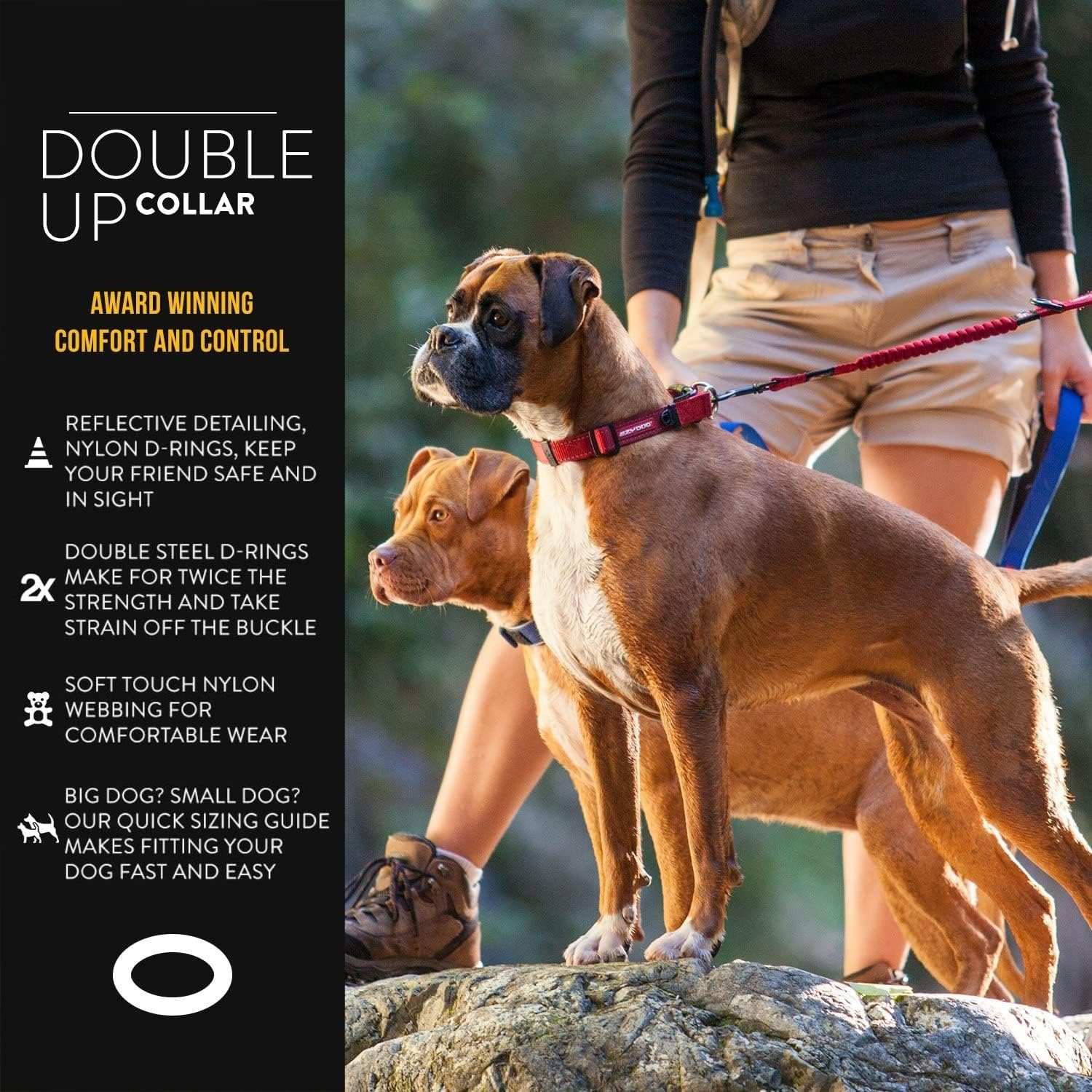 EZYDOG Double up Dog Collar | Dog Collar Small, Medium, Large Dogs, Reflective Dog Collar, Supreme Comfort, Soft Neoprene Material, Strong Nylon Webbing (Large, Grey) image number 2
