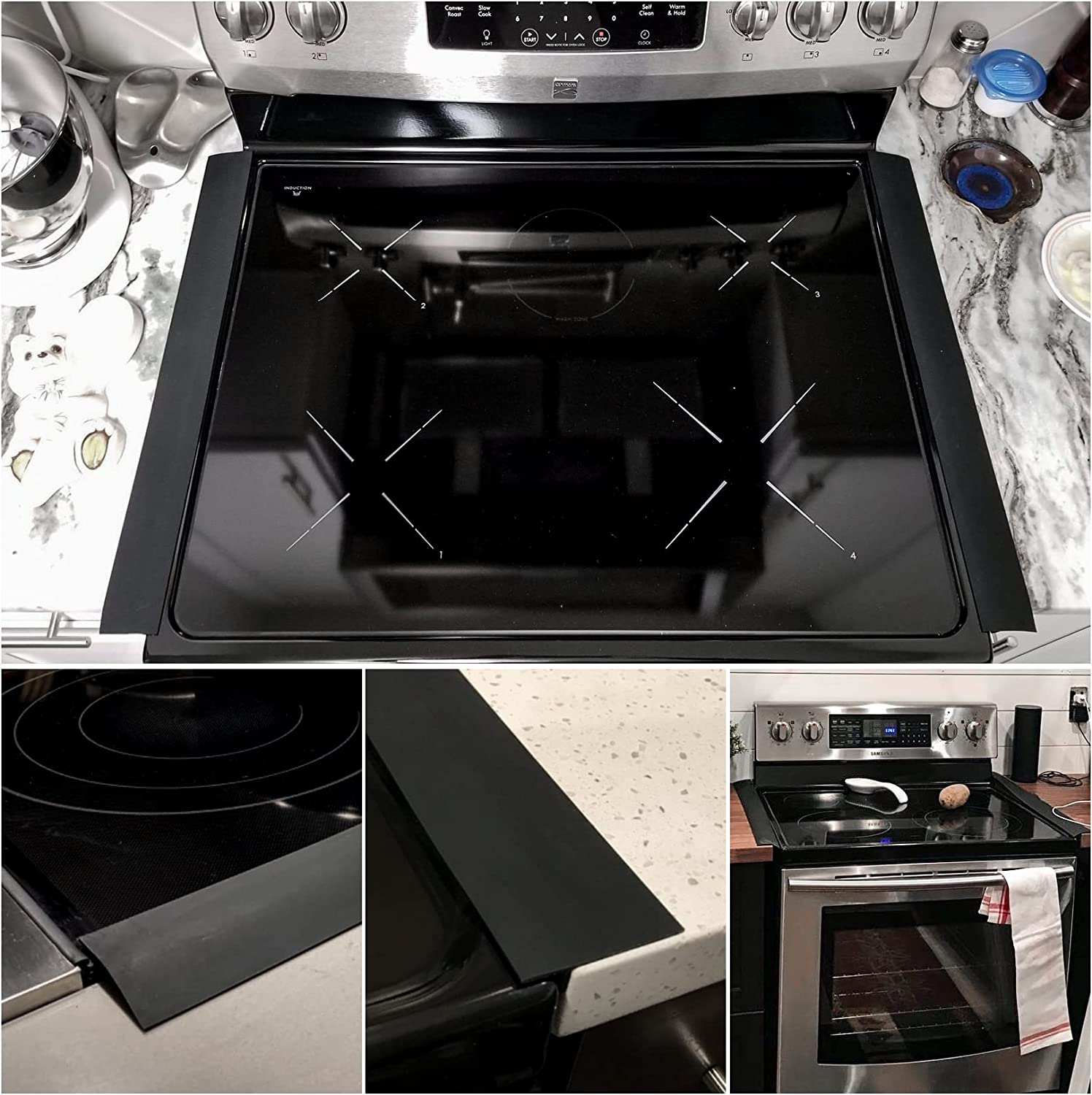 Gap Filler for Stove and Counter - Kitchen Stove Counter Gap Cover Silicone Gap Cover between Stove and Counter 21 Inches Black