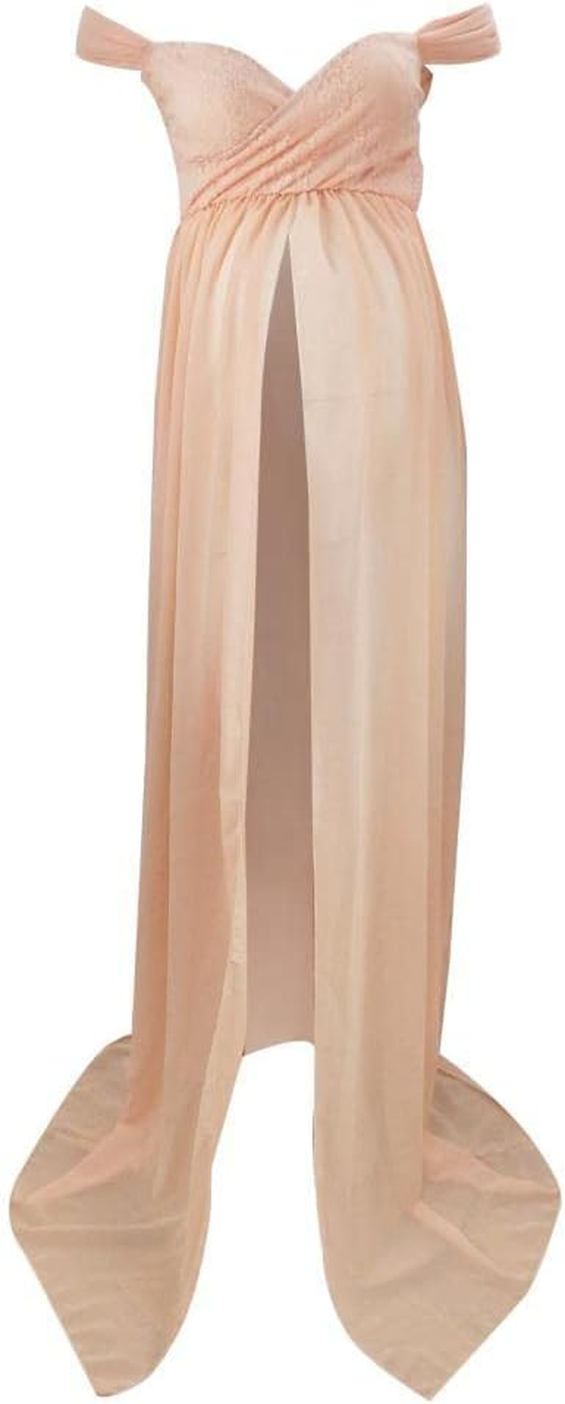 Harayaa Maternity Dress Gown, Women Photography Props Split Front Off, as Described