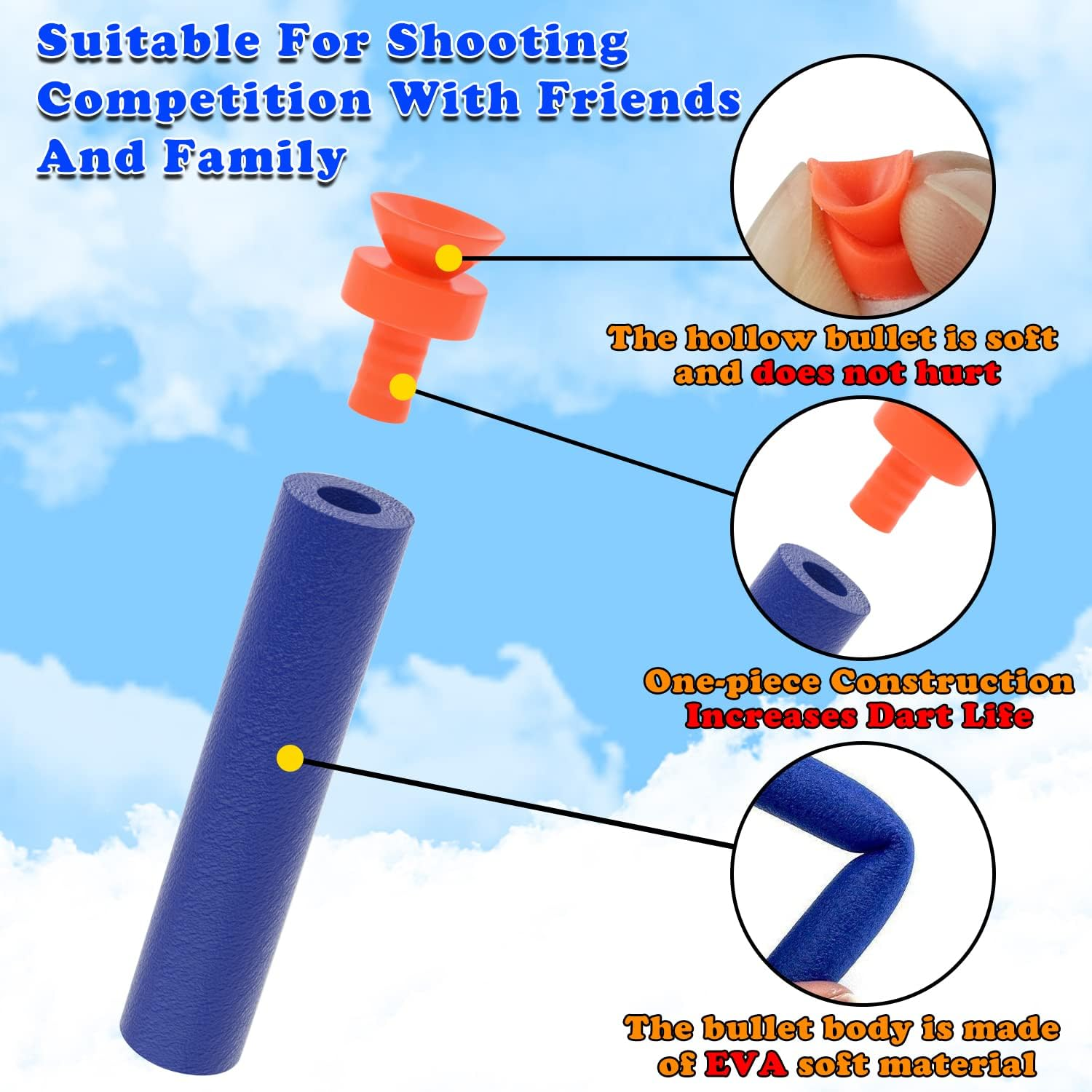 EKIND Suction Darts Refill Pack Foam Bullet Compatible for NERF N-Strike Series Blaster (Blue) - Blue image number 2