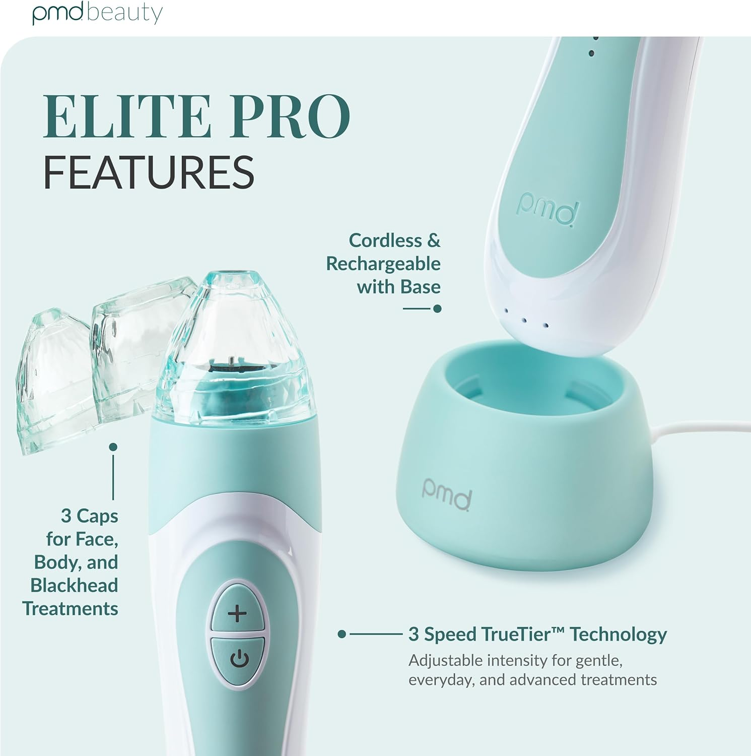 PMD Personal Microderm Elite Pro - At-Home Microdermabrasion Machine with Kit for Face & Body - Exfoliating Crystals and Vacuum Suction for Fresh and Radiant Skin - High, Moderate, & Low Speed and Suction Options image number 6