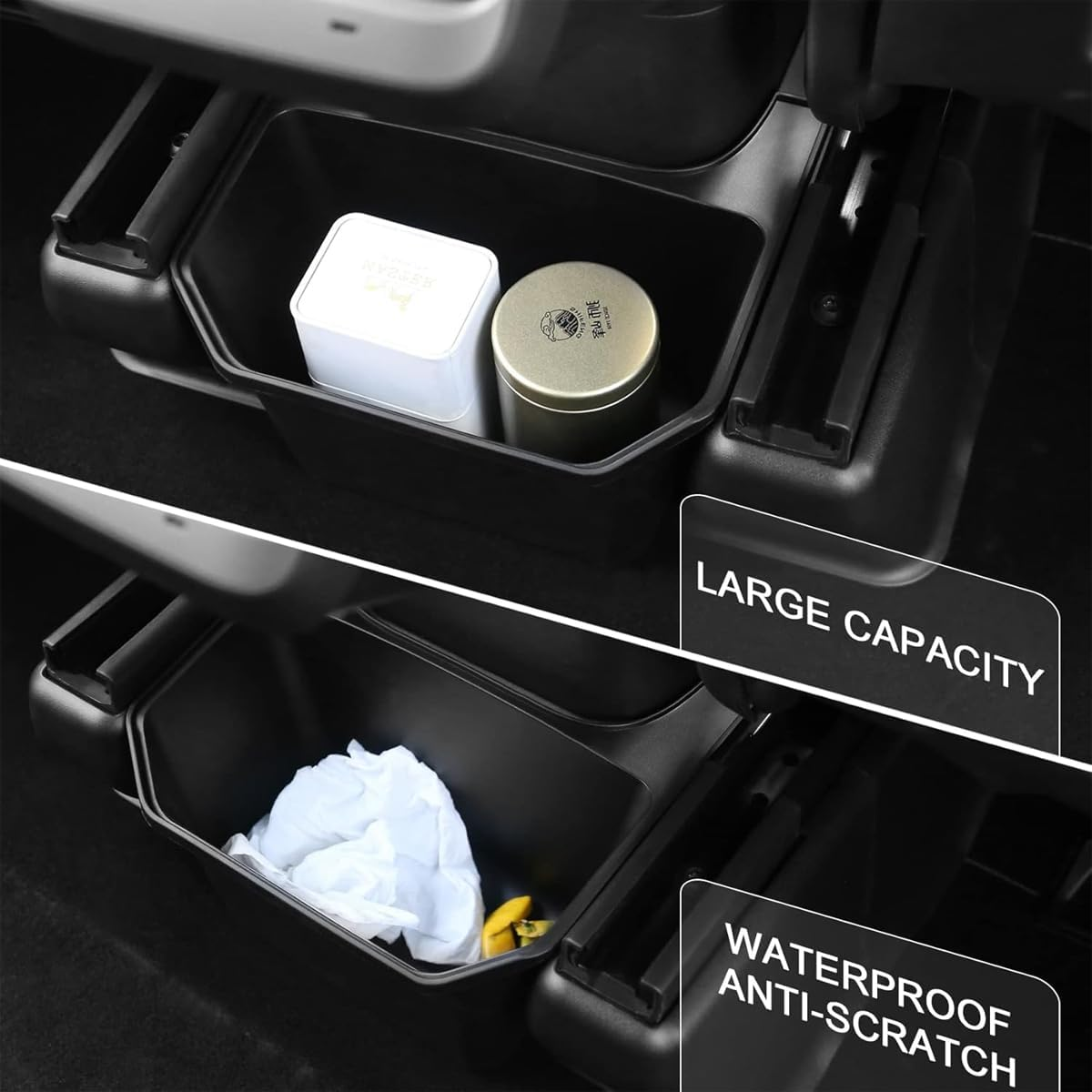 AIMALL Rear Seat Storage Box for Tesla Model Y Model 3 &ndash; TPE Car Trash Can with Flip Lid, Multipurpose Rear Console Organizer for Cans Umbrellas & More image number 5