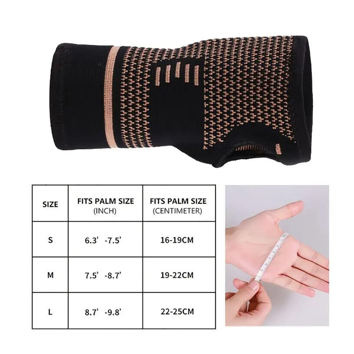 AIMALL Copper Wrist & Hand Compression Sleeve Support Arthritis Gloves Hand Palm Brace for Carpal Tunnel, Sports, Work - Breathable, Anti-Microbial, Adjustable Fit - Size S (6.3-7.5 Inches) image number 2