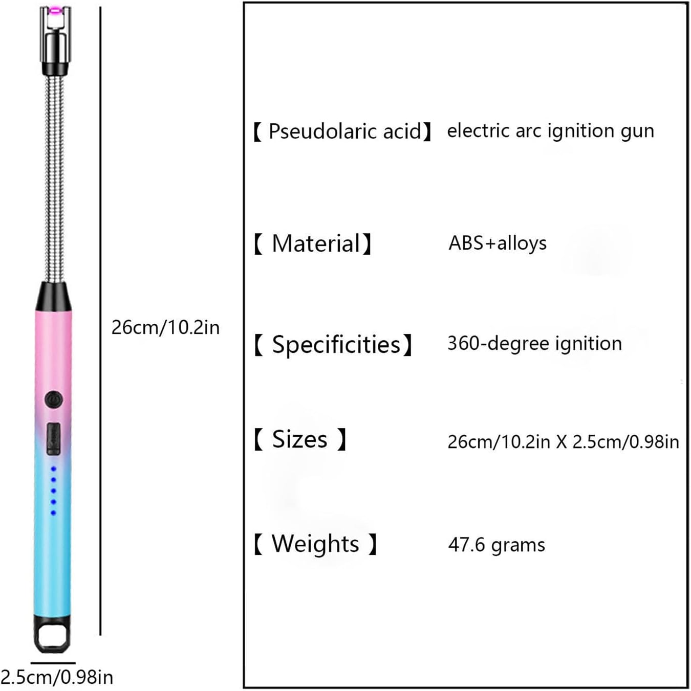 Electric Arc Lighter,Candle Lighter USB Rechargeable with 360&deg; Rotating Flexible Neck Flameless Windproof Lighters for Home Kitchen Cooking Outdoor BBQ Camping Stove (Pink Blue Gradient Color)