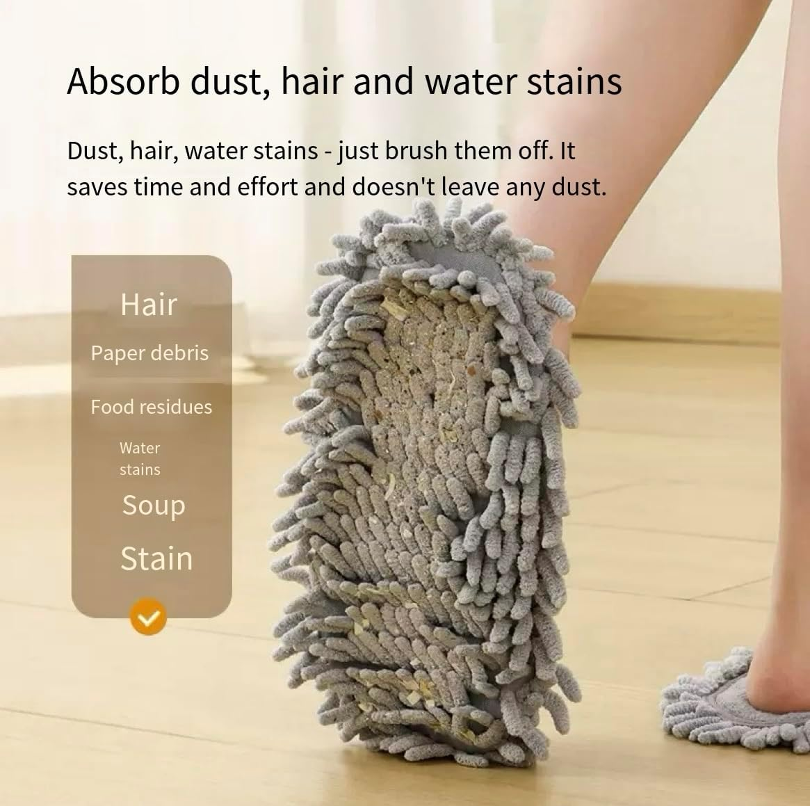 1 Pairs Microfiber Dust Cleaning Slipper Men and Women House Mop Washable Mopping Slippers Unisex Dusting for Floor Dust Dirt Cleaning Tool Supplies image number 6