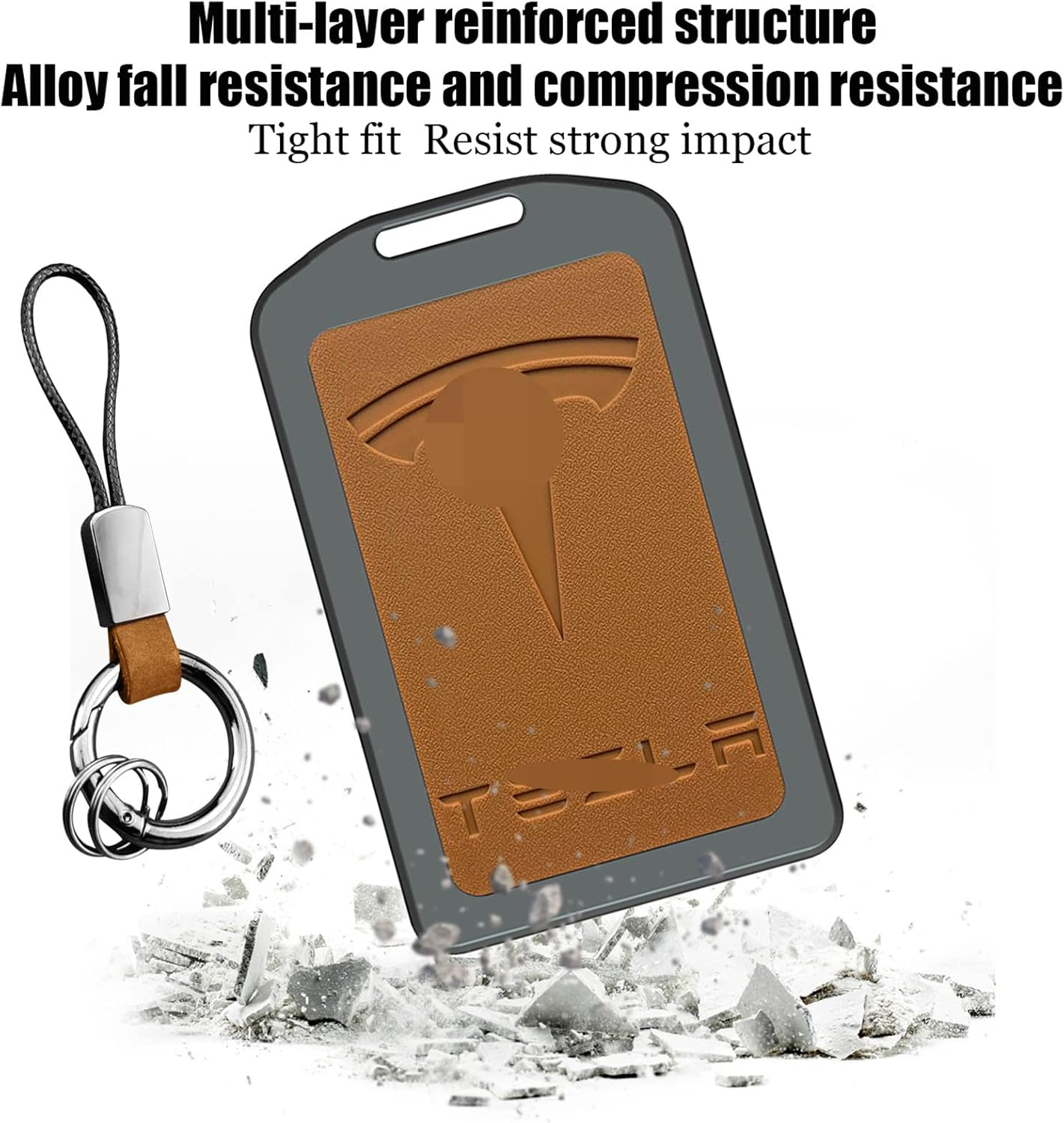 Car Key Card Holder for Tesla Model 3 TPU Key Fob Cover Protector Case Fit Tesla Model 3/Y/S/X Accessories (Orange) image number 1