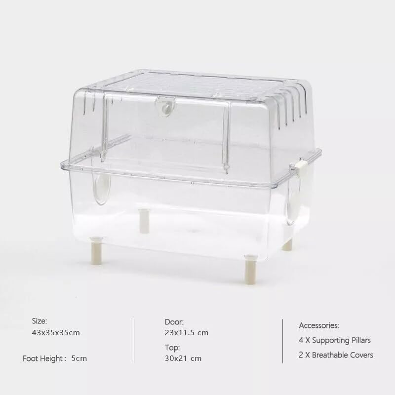 Hamster Mice Cage Habitat Portable Breathable Ventilation Habitat with Openable Top for Gerbils Small Animals Guinea Pigs Mice Rats, Clear image number 3