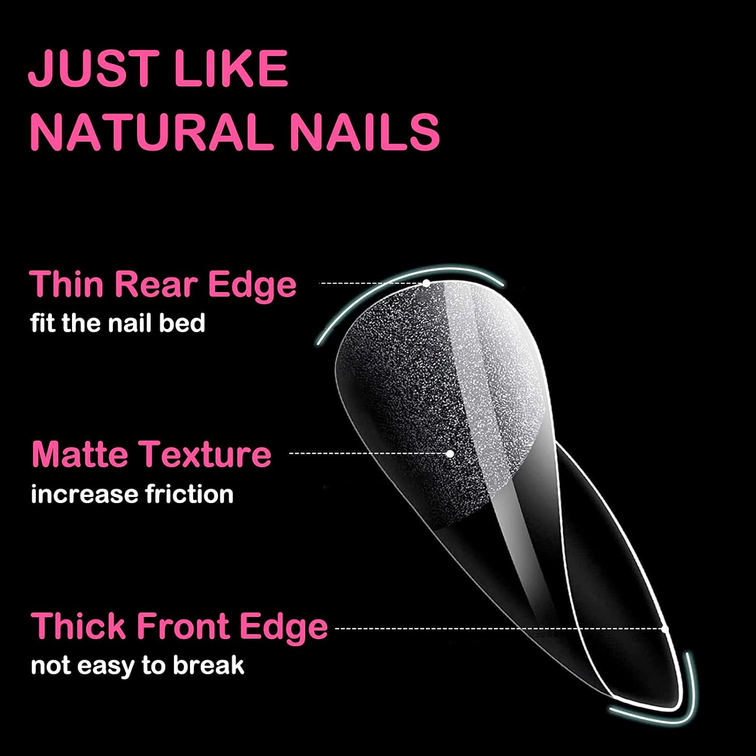 550 Pcs Medium Almond Nail Tips image number 6