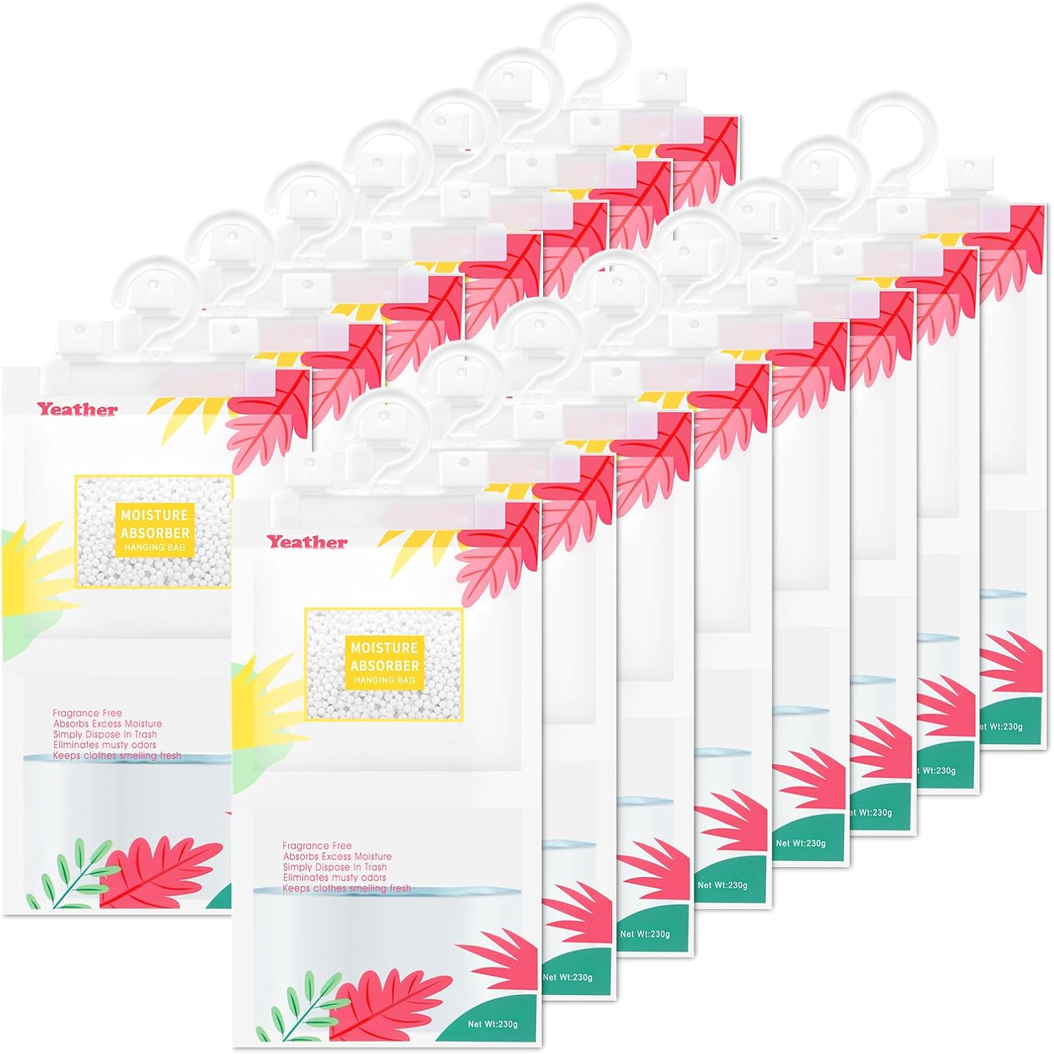 YEATHER 15 Pack Moisture Absorber Hanging Bags, Fragrance Free Portable Dehumidifier Moisture Absorber for Closet Bathroom, Wardrobes, Kitchen, Laundry image number 6