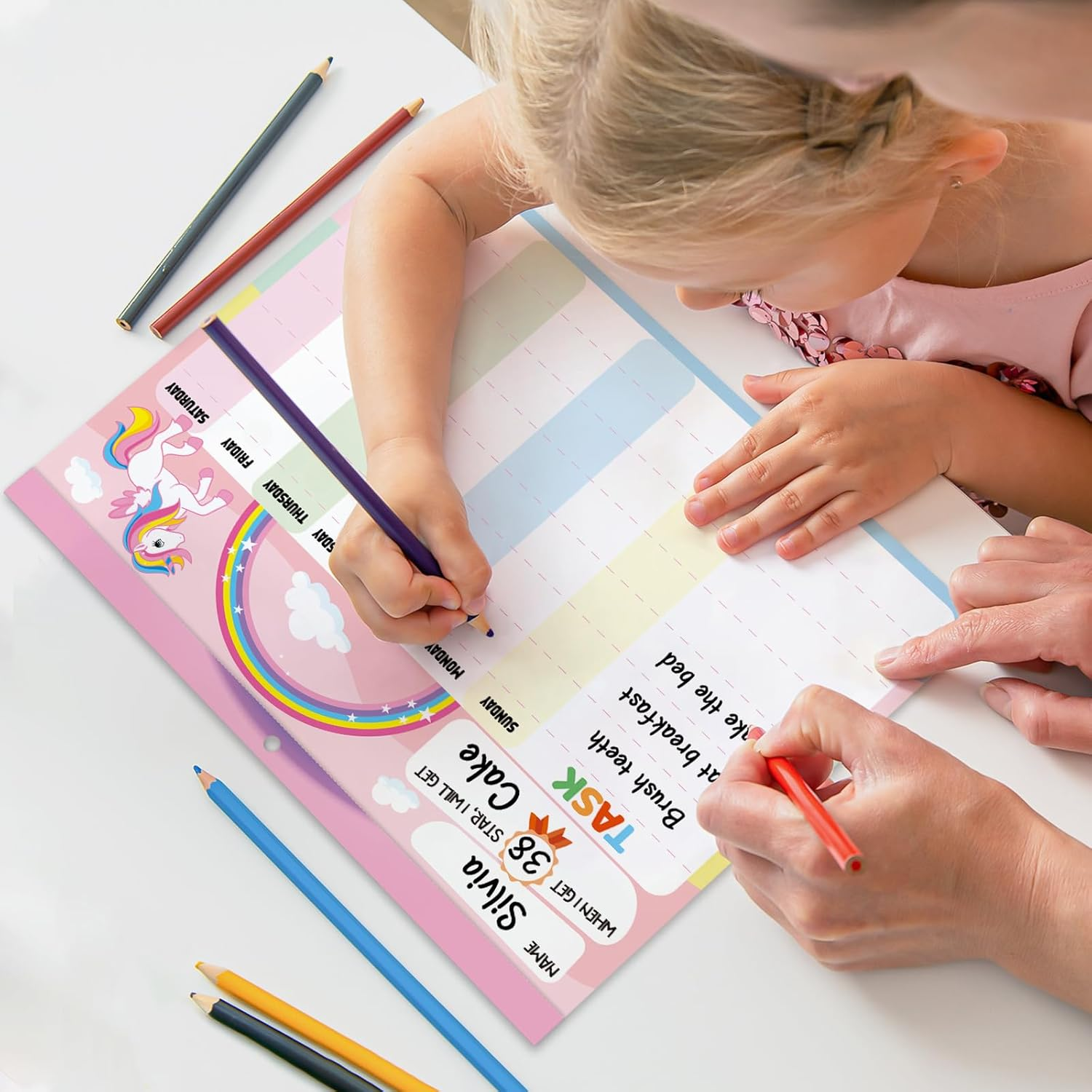 Behavior Reward Chart System for Kids Girls Toddlers - Pad with 30 Chore Charts, 1920 Star Stickers, 96 Incentive Stickers to Motivate Responsibility and Good Habits (Unicorn) image number 2