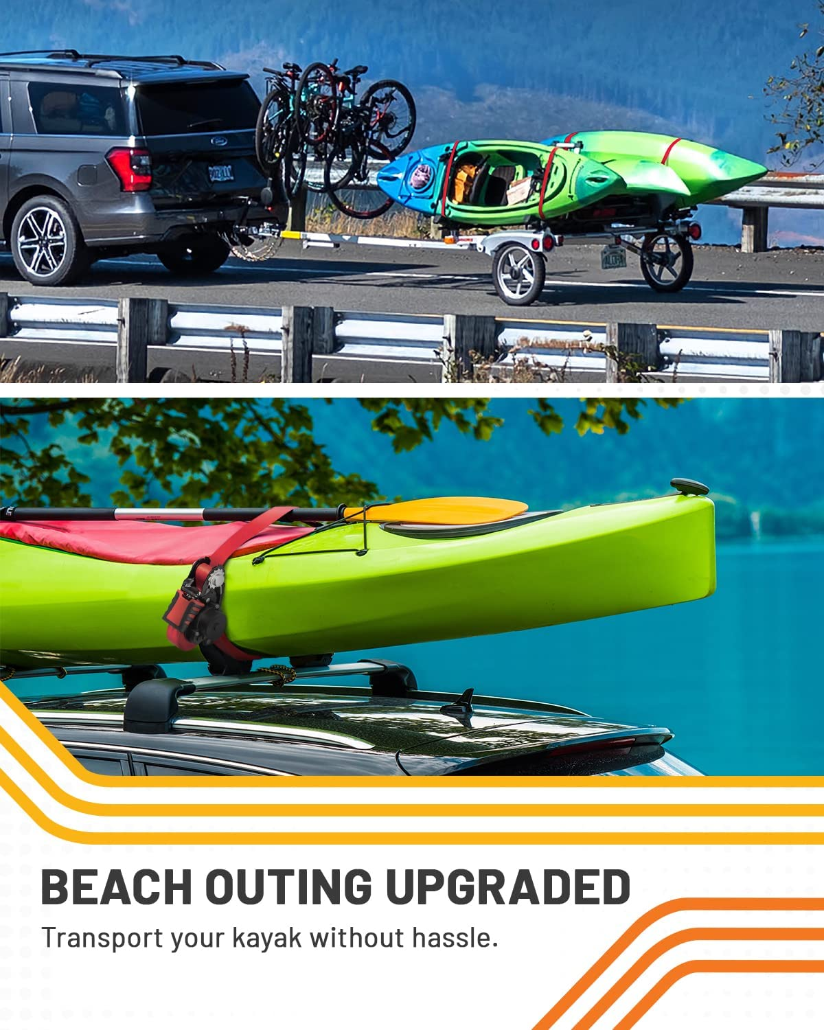 Strapinno Retractable Ratchet Straps - 1 in X 12 Ft Heavy Duty Tie Downs, 1800Lbs Breaking Strength Each, S Hooks with Safety Clip, Autoretract, for Moving, Motorcycle, Boat, Kayak, and Cargo (2) Red image number 3