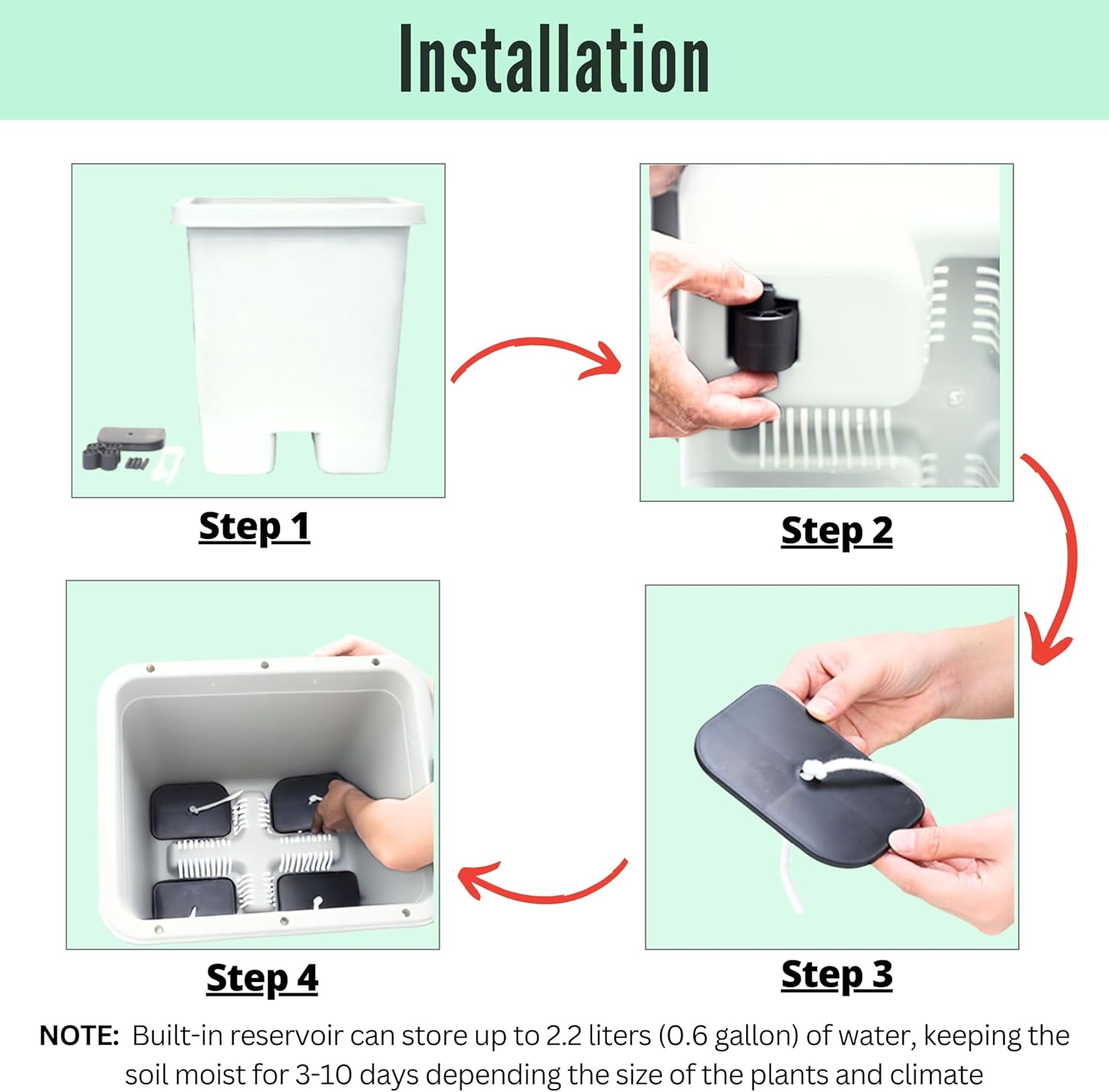 Lalagreen Large Tall Planters for Outdoor Plants (2 Pack, 15 Inch) White Rectangular Self Watering Flower Pot with Caster, Big Tree Pot for Modern Stylish Indoor Houseplant outside Balcony Garden image number 5