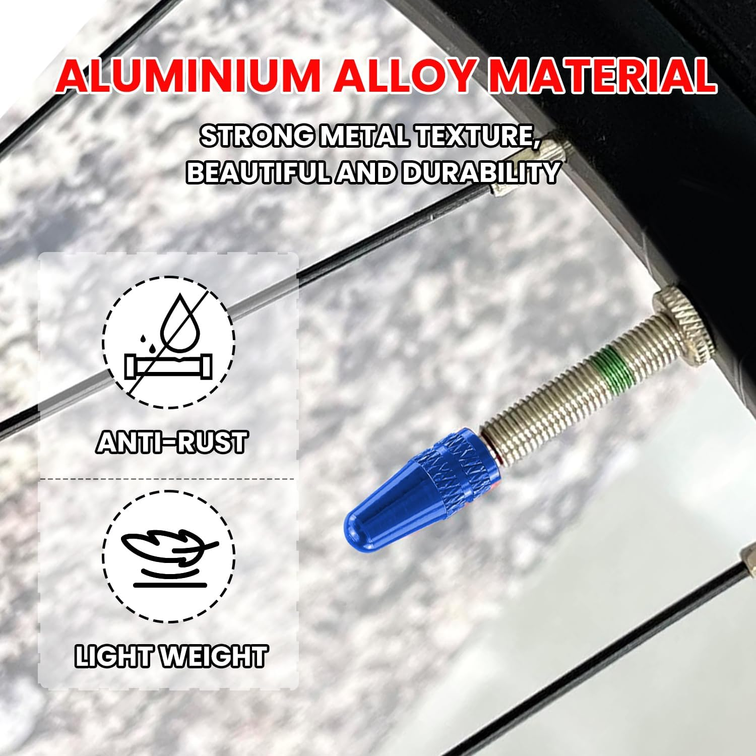 WALWAL Presta French Valve Caps, Anodized Aluminum - Compatible for Mountain Bike, Road Bike, Bicycle(Blue,4Pcs)