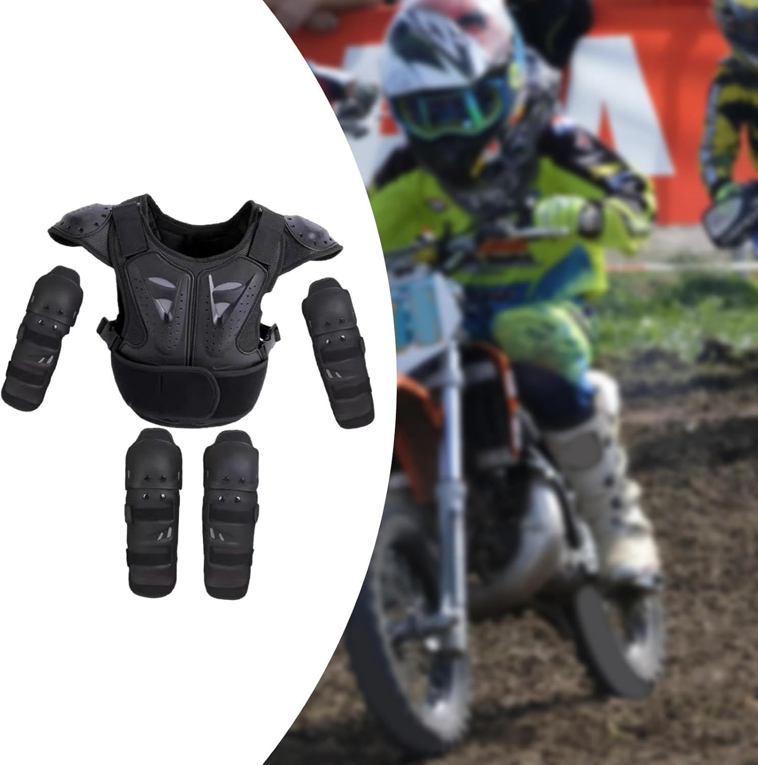 Dirt Bike Gear, Kids Motorcycle Full Body Armor Suit Riding Protective Chest Spine Back Protector for Skiing Motocross image number 2