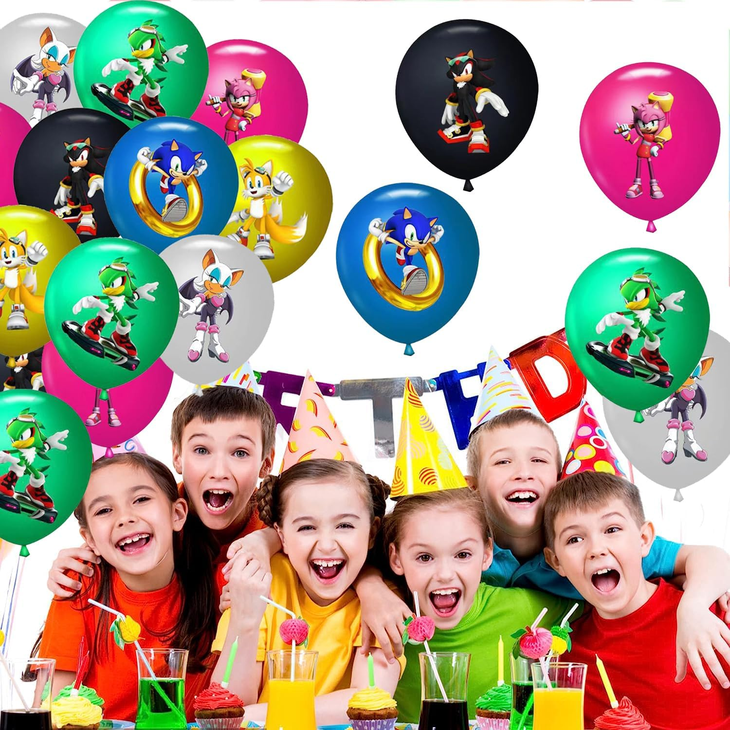 18Pcs Sonic Balloons Sonic Birthday Party Decorations Sonic Latex Party Balloons for Kids Boys Girls Birthday Party Decoration image number 2