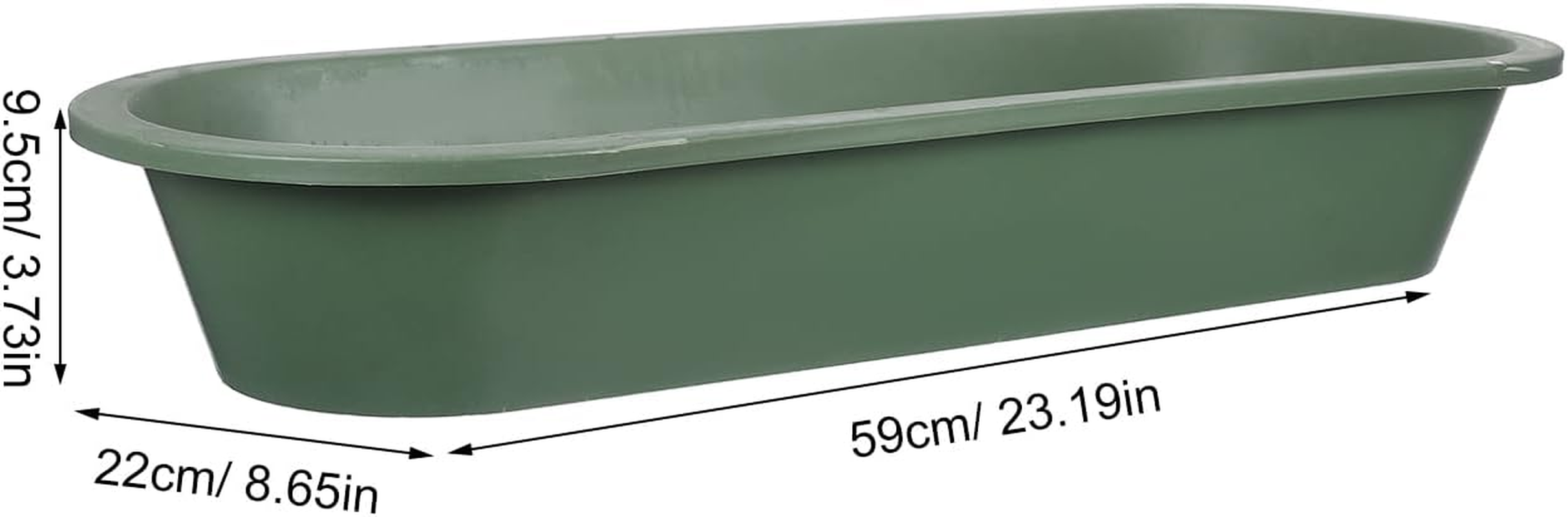Milisten Feeding Trough: Heavy-Duty Oval Livestock Feed and Water Container - Thickened Plastic Feeder for Pigs, Goats, Sheep, Cows, Chickens, Ducks, Olive Green image number 1