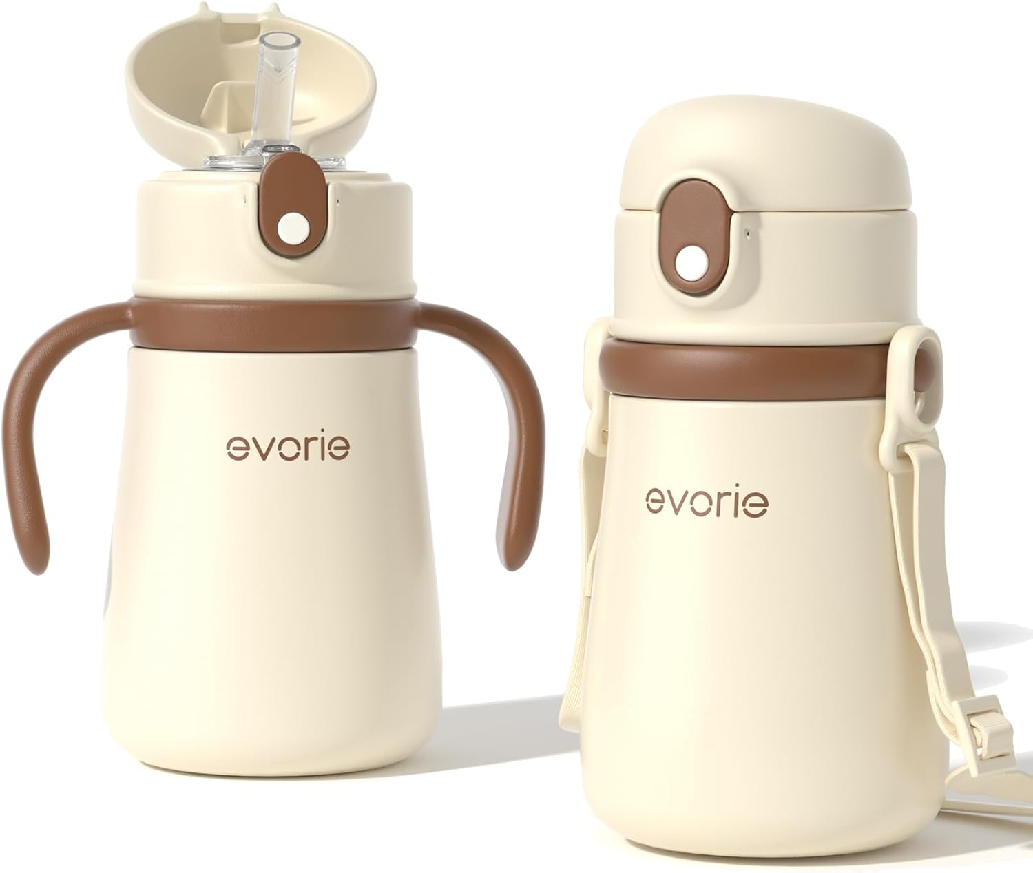Evorie Leak Proof Vacuum Insulated Water Bottle, 316L Stainless Steel Sippy Cup for Toddlers, 11 Oz Straw Cup with Handle & Adjustable Strap, Keeps Drinks Warm or Cold (1 Pack) image number 6