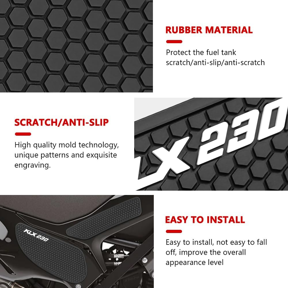 For KLX 230 S M KLX230S KLX230SM 2022 2023 Motorcycle Tank Pad Fuel Tank Sticker Accessories Fuel Tank Pad Anti-Slip Side Fuel Tank Pad Knee Pad Grip Pad image number 6