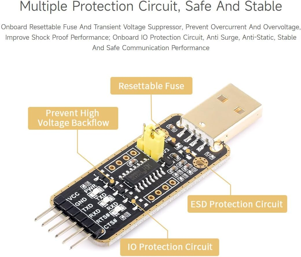 Waveshare USB to UART Communication Module High Baud Rate Transmission with Type-C Connectors Multi-Device Applicable Multi-System Compatible-Type-C Connectors - Ch343 Usb Uart Board (Micro) image number 7