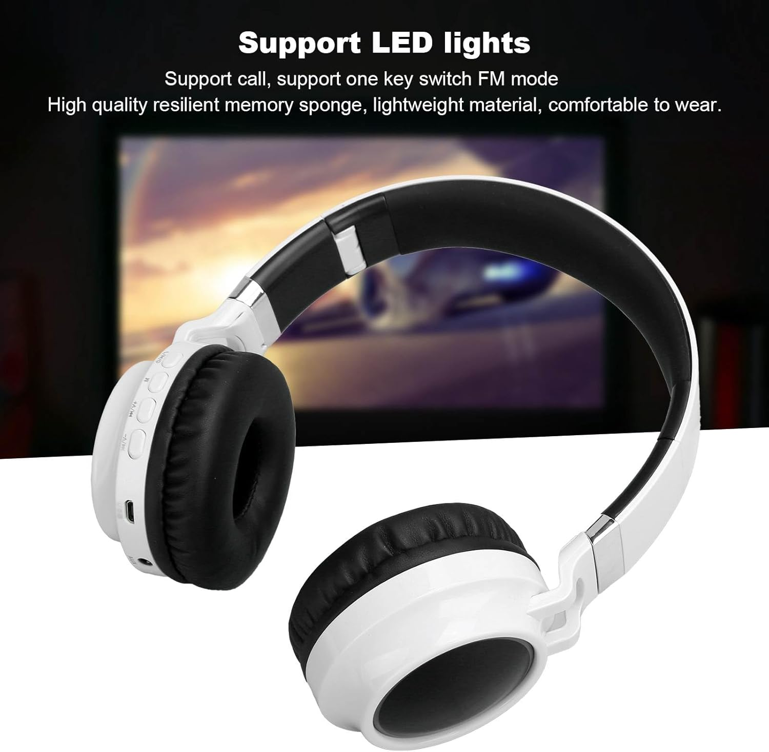 Sorandy Gaming Headset, BT 5.0 Wireless Gaming Headset with LED Luminous over the Ear Design, Stereo 3.5Mm, Comfortable Fit, Powerful Bass, Versatile Compatibility image number 2
