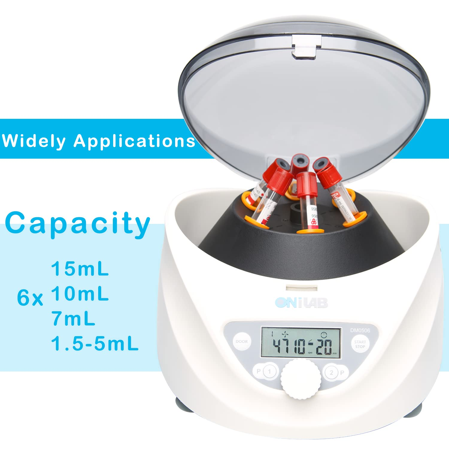 Onilab Lab PRP Benchtop Centrifuge 6X15Ml/10Ml/7Ml/1.5-5Ml, 300-5000Rpm(Max. 2600Xg RCF),LCD Digital Desktop Lab Centrifuge Timer 30Sec-99Min, Two Quick Start Programs&hellip;