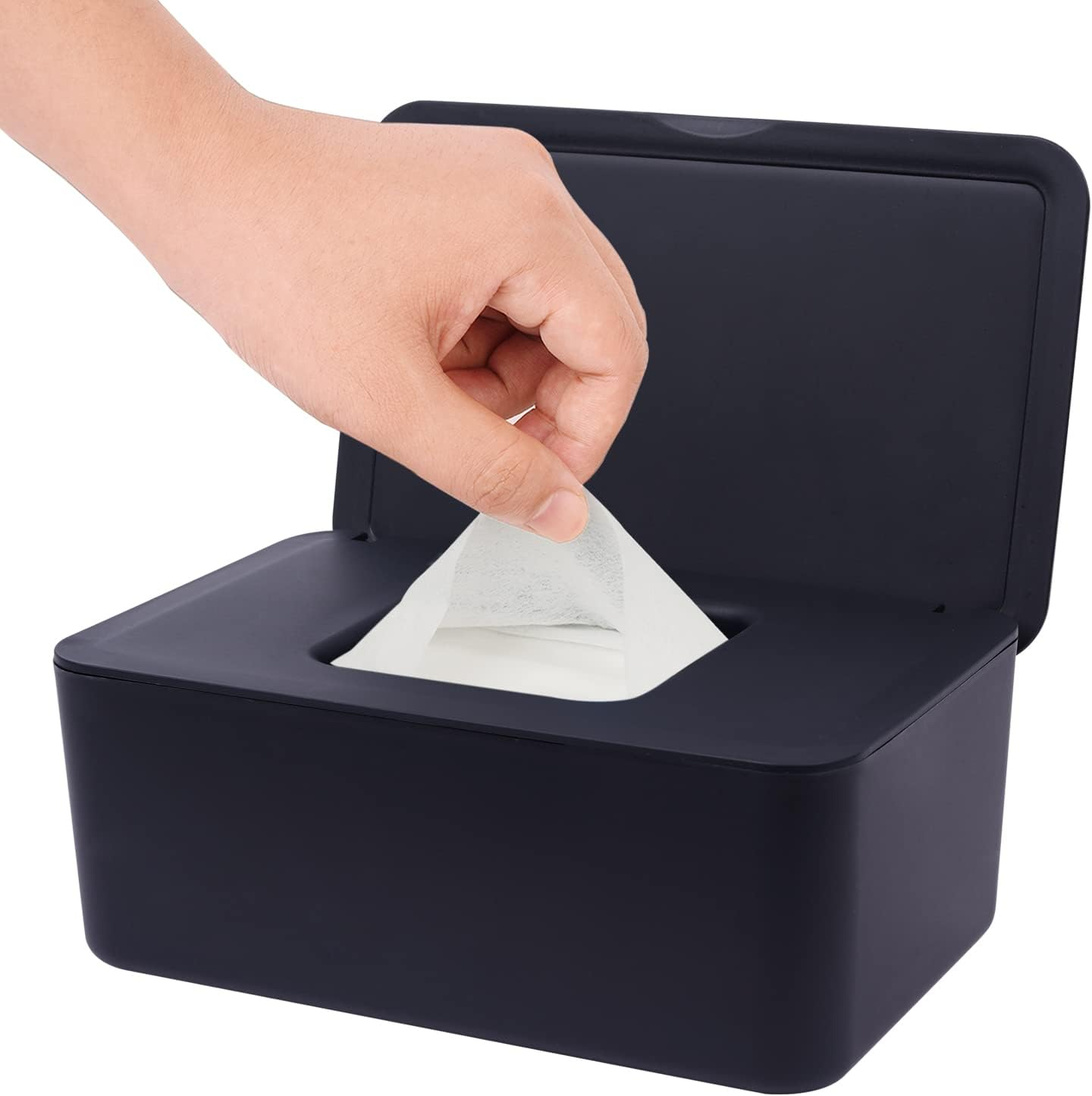 Seposeve Wipes Dispenser, Wipe Holder for Baby & Adult, Refillable Wipe Container, Keeps Wipes Fresh, Far from Dirty Wipes, Easy Open/Close Wipes Pouch Case, Black