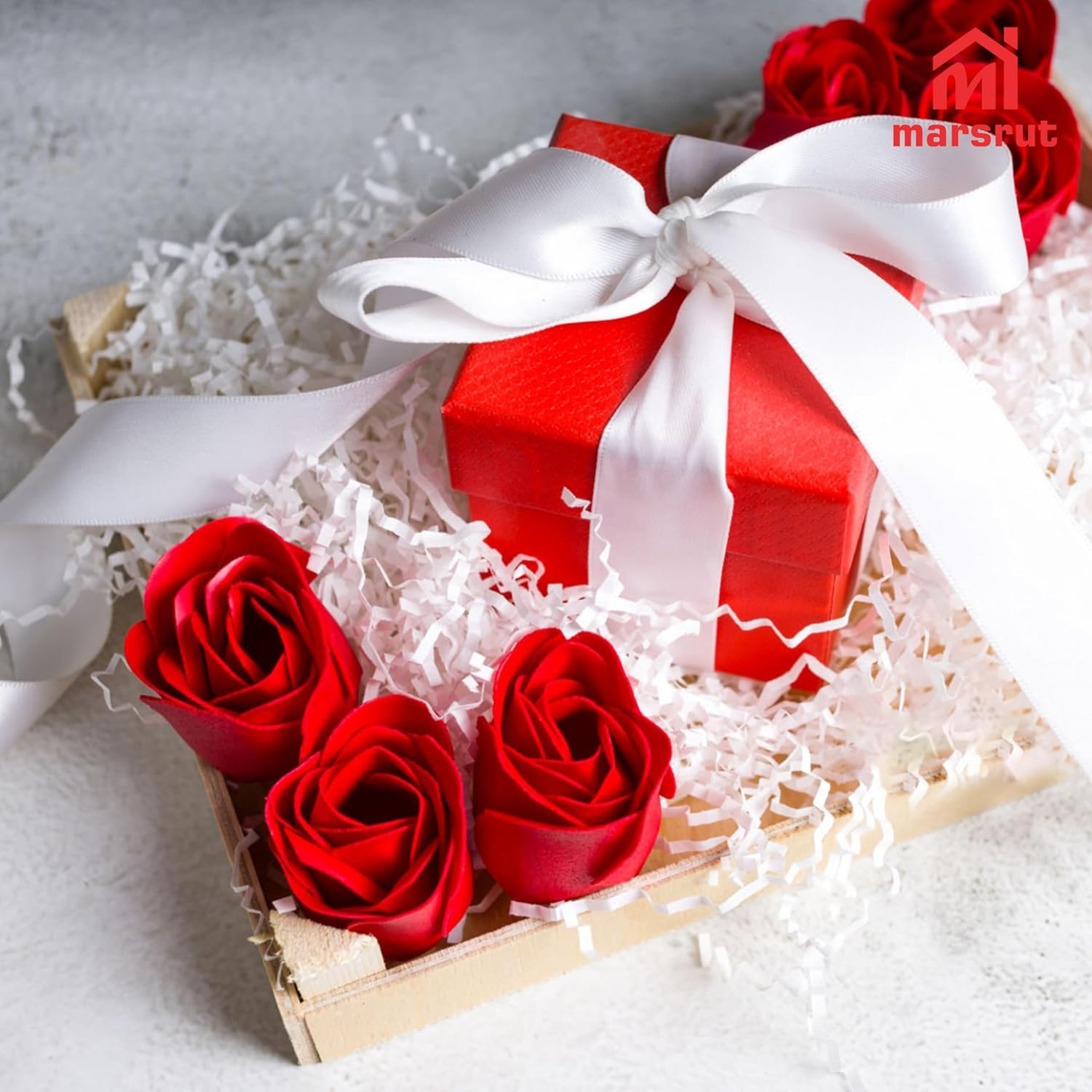 Marsrut 81Pcs Bath Soap Rose Flower,Scented Soap Rose Petals Body Soap for Valentine'S Day, Wedding, Anniversary, Birthday, for Her Red