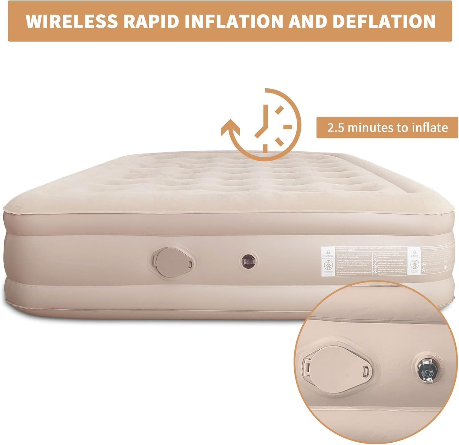 Camping Air Bed, 40CM Comfortable Thicken Automatic Air Mattress, Self-Stop Safe High-Speed Pump, Comfort Queen Size Double Airbed for Home, Camping, Guests, 2-Minute Inflation image number 1