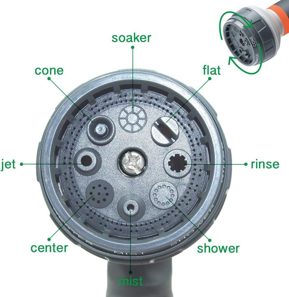 8 Adjustable Watering Patterns Garden Hose Nozzle - Slip Resistant Water Spray Nozzle for Plants, Lawn, Garden - Perfect for Washing Cars, Cleaning, and Showering Pets image number 5