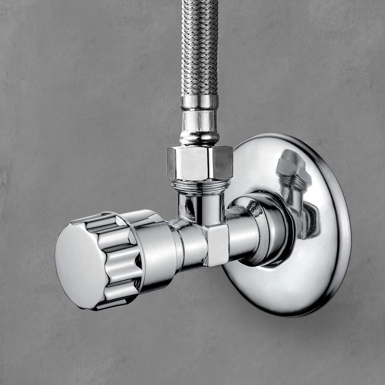 Ibergrif M22022-2 Angled Water Isolating Valves, Self-Sealing, 1/2" Wall Connection, 3/8 Inch Outlet, Wall Mounted, 2Pcs/Set, Chrome image number 3