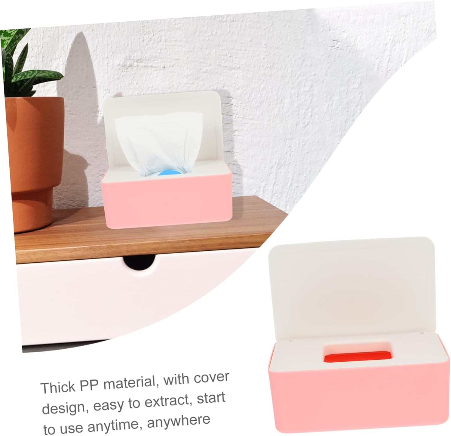 Plastic Wet Tissue Holder Napkin Storage Box Rotating Buckle Lid Easy to Clean Organizer Box - Multi image number 5