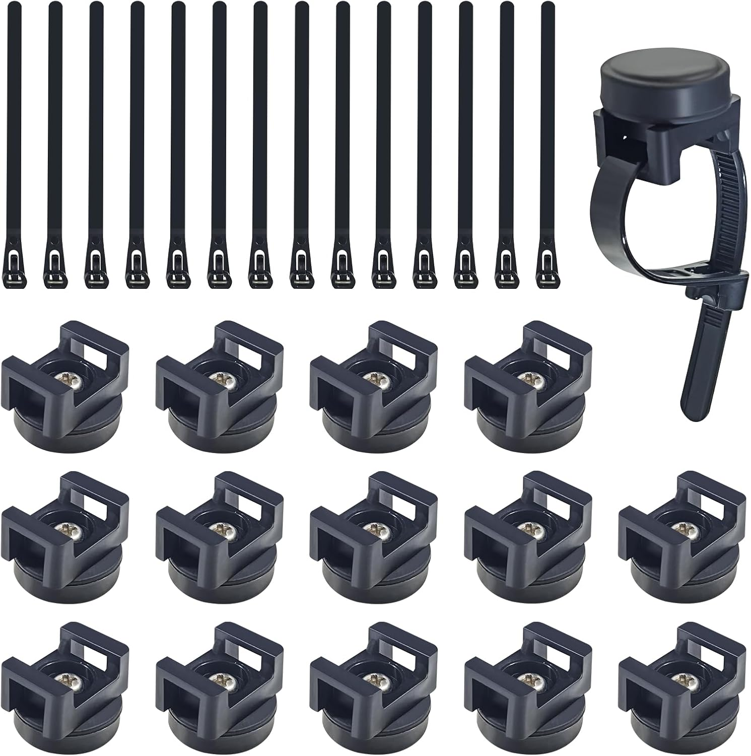 15Pcs Magnetic Cable Zip Tie Base, Wire Cable Holder, Cable Ties Mount Wire Clips, Cable Management Base Organization, Multipurpose for Cable Wire Holder Clip (Black)