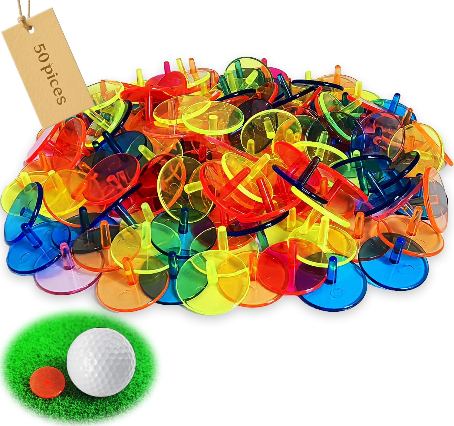 Golf Ball Markers 50 100 Pcs Plastic Position Ball Marker Quarter Size 0.94 Inch Flat Golf Ball Marker Mix Colour