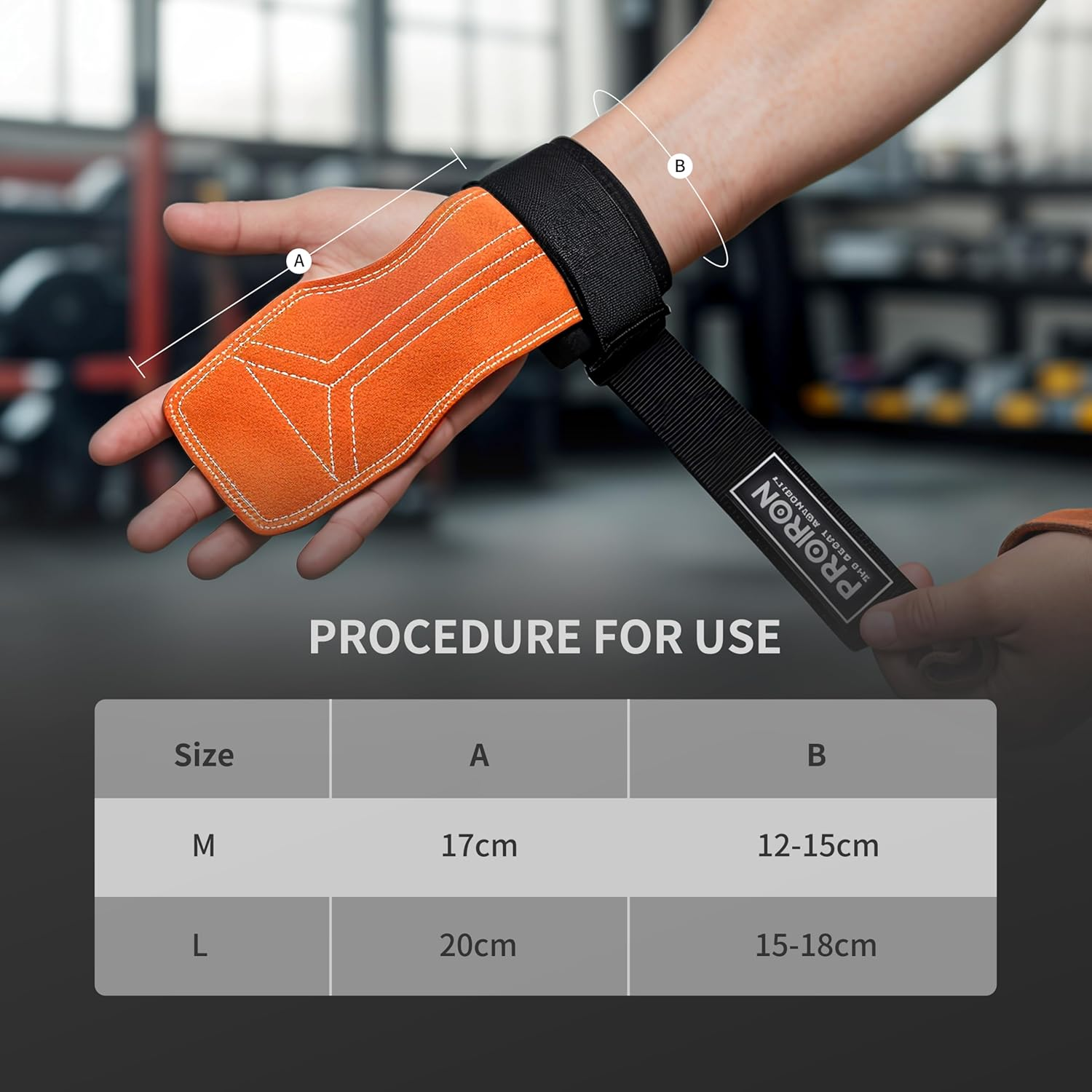 PROIRON Weight Lifting Wrist Straps Double Layer Leather Weightlifting Wrist Strap Heavy Duty Power Wrist Straps Hand Grip Support for Deadlifts, Pull Ups, Shrugs for Men and Women(Pair) - Orange-L image number 6