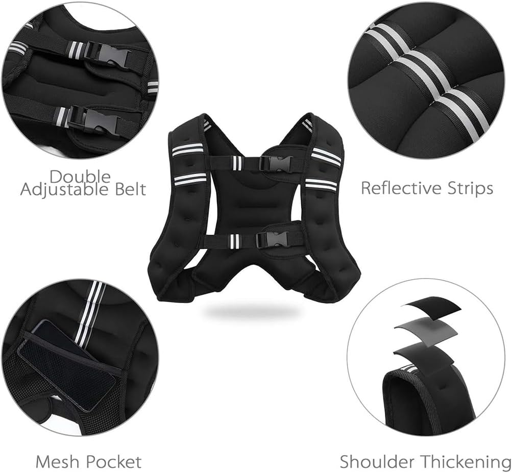 Weighted Vest with Armband Workout Equipment with Adjustable Dual Buckle Straps and Reflective Strip for Workout, Strength Training, Running, Fitness, Muscle Building, Weight Loss, Weightlifting image number 5