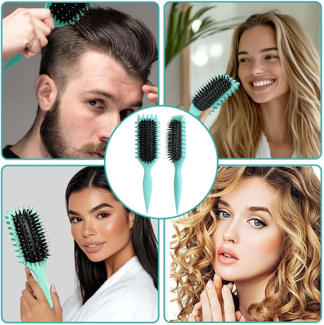 GXGM 1 X Brush Curl, Curl Hair Brush, Curl Define Styling Brush, Curling Brush, Define Styling Brush, Bouncy Curl Brush for Detangling, Shaping and Defining, Dark Green, Black, A image number 5